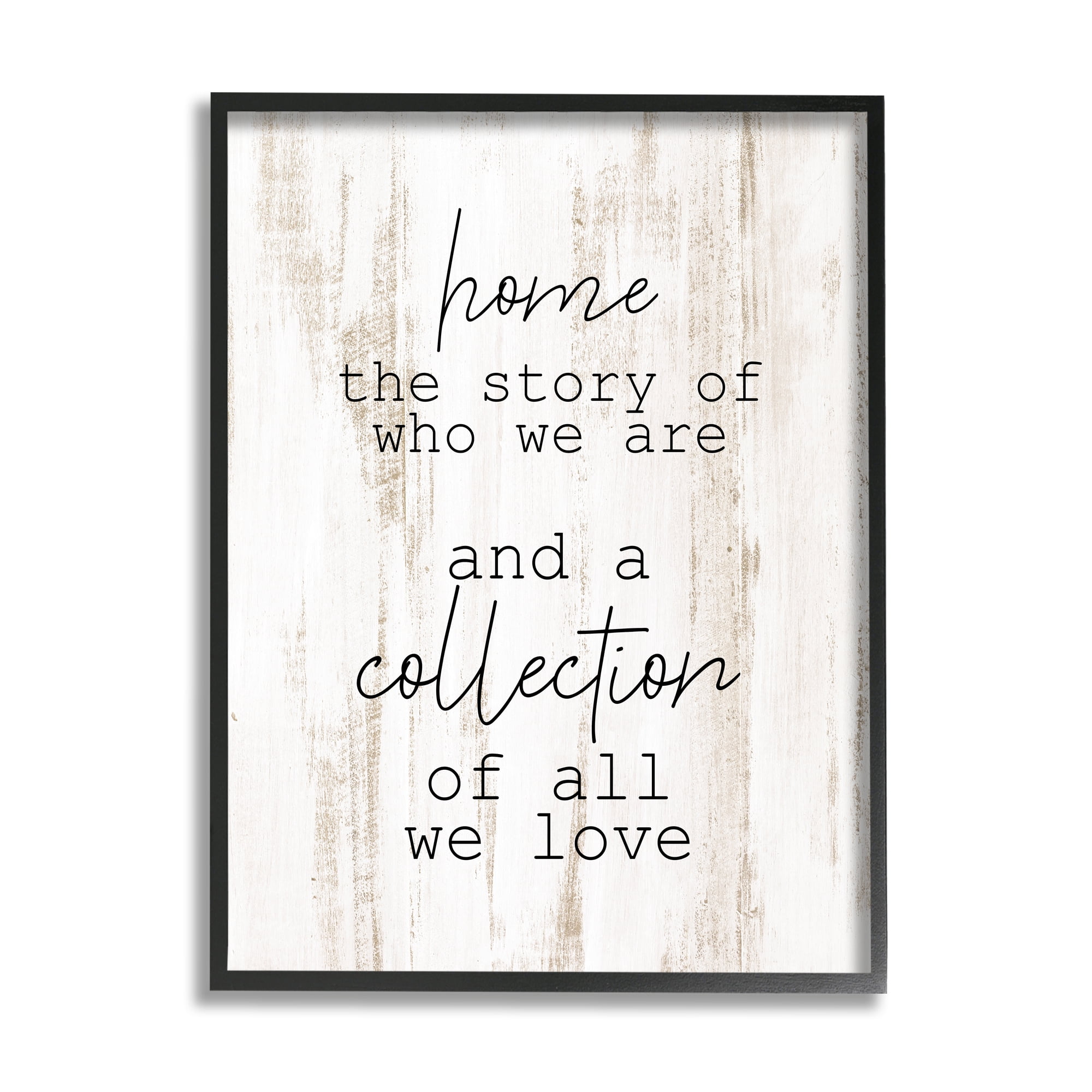 Stupell Industries Story Of Who We Are Uplifting Loving Home Quote Graphic Art Black Framed Art Print Wall Art, Design by Kim Allen