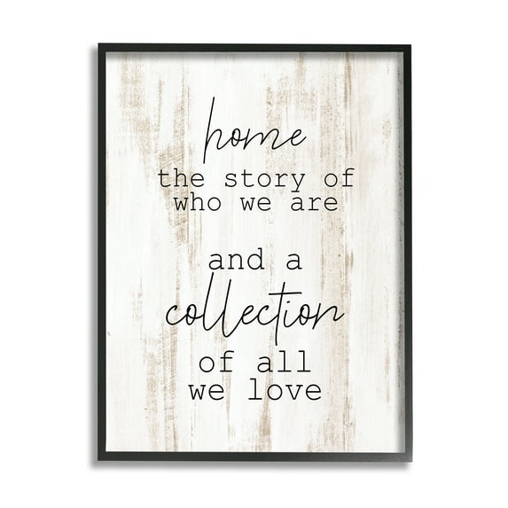 Stupell Industries Story Of Who We Are Uplifting Loving Home Quote Graphic Art Black Framed Art Print Wall Art, Design by Kim Allen
