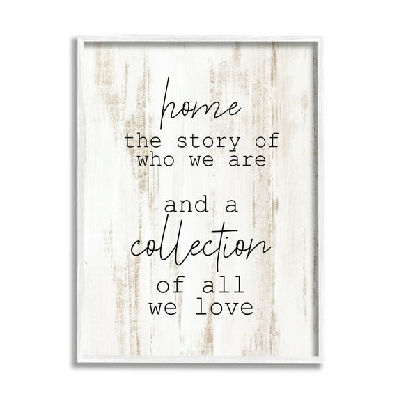 Stupell Industries Story Of Who We Are Uplifting Loving Home Quote Graphic Art White Framed Art Print Wall Art, Design by Kim Allen