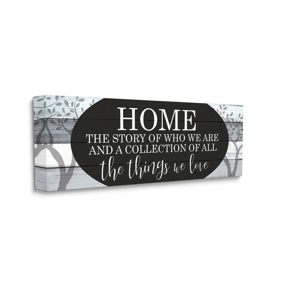 Stupell Industries Story of Home Phrase Trees Wood Texture Design Canvas Wall Art Design by Kim Allen, 13" x 30"