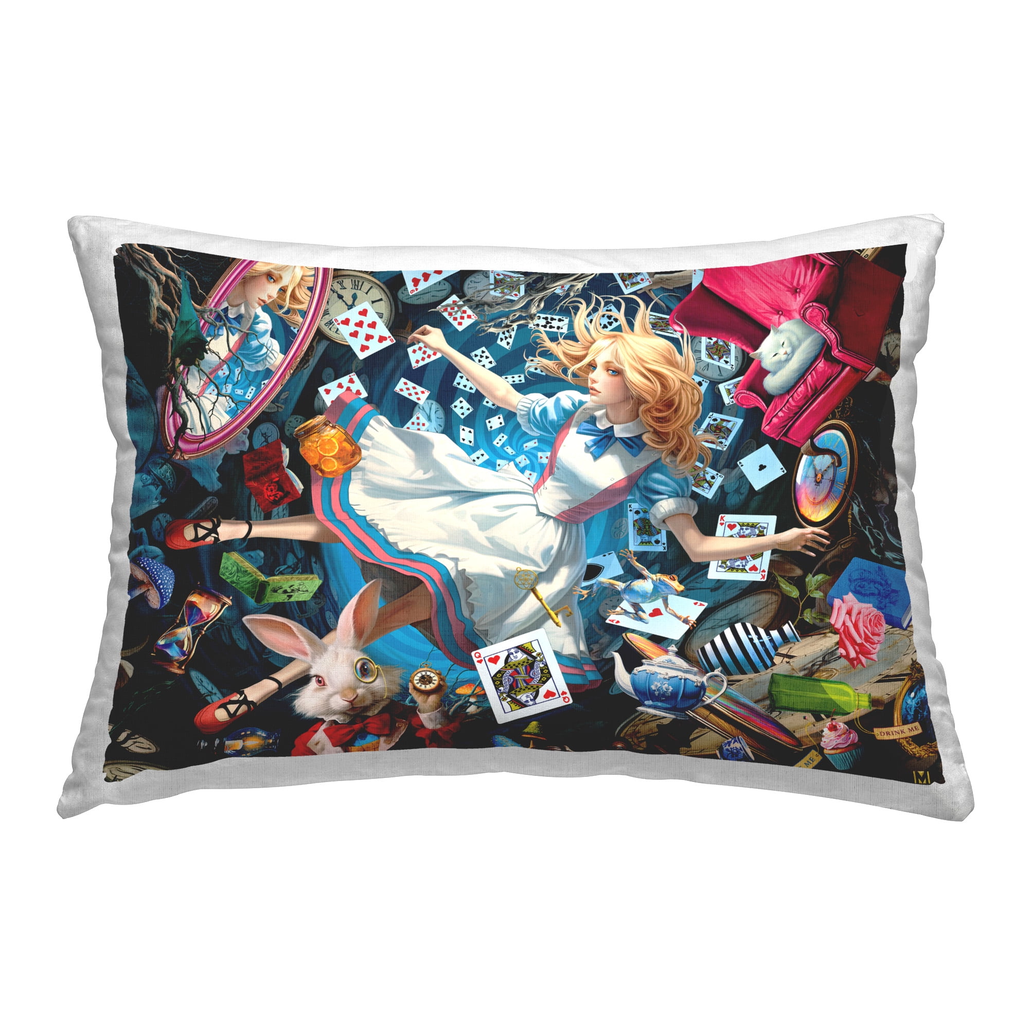 Stupell Industries Storybook Girl & Rabbit Decorative Printed Throw Pillow Design by Michael David Ward