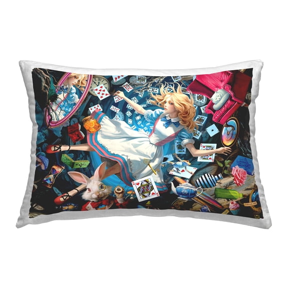Stupell Industries Storybook Girl & Rabbit Decorative Printed Throw Pillow Design by Michael David Ward