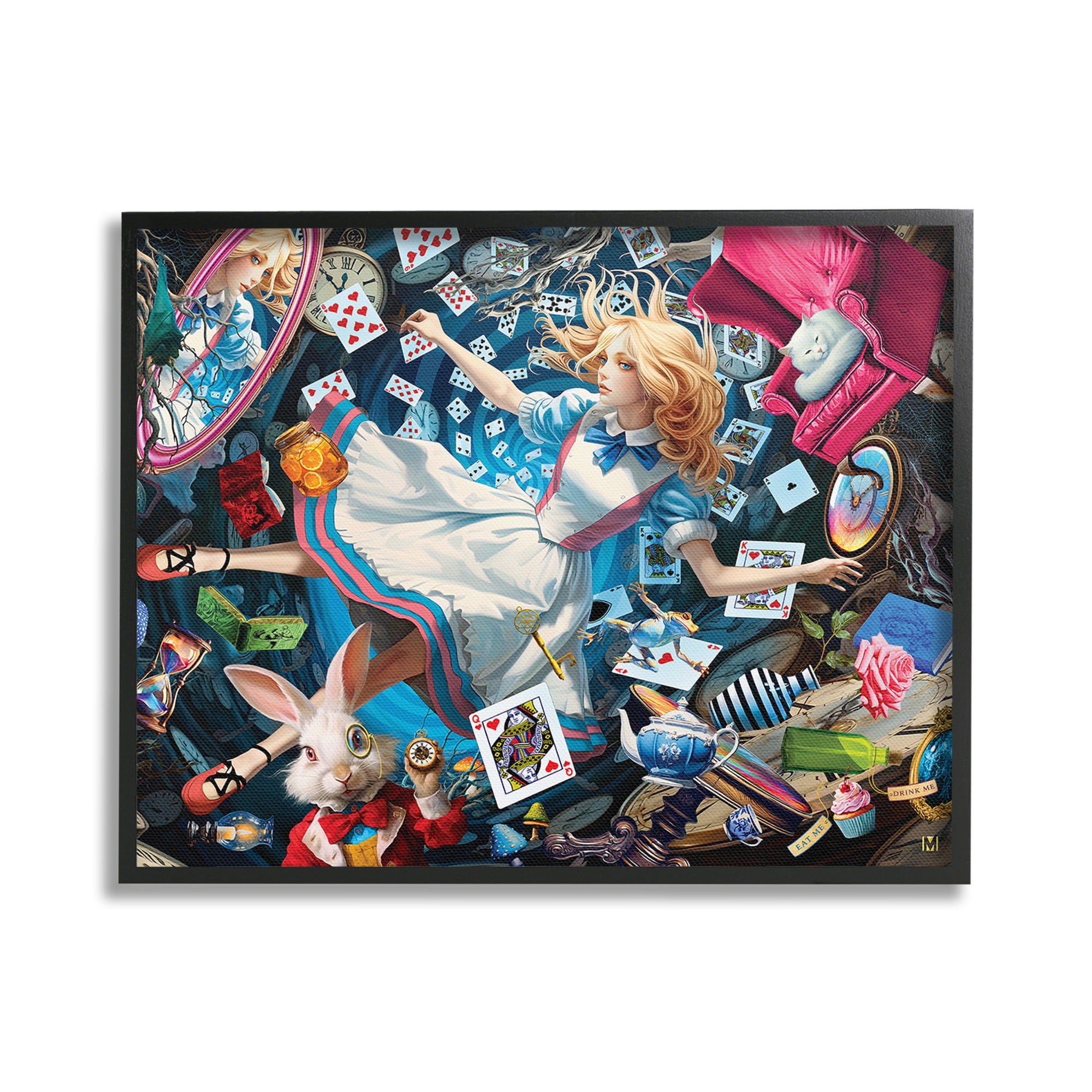 Stupell Industries Storybook Tale Collage Animals & Insects Painting Black Framed Art Print Wall Art, 20 x 16