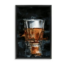 Stupell Industries Straight Whiskey Glass Food & Beverage Painting Black Floater Framed Canvas Art Print Wall Art, 17 x 25