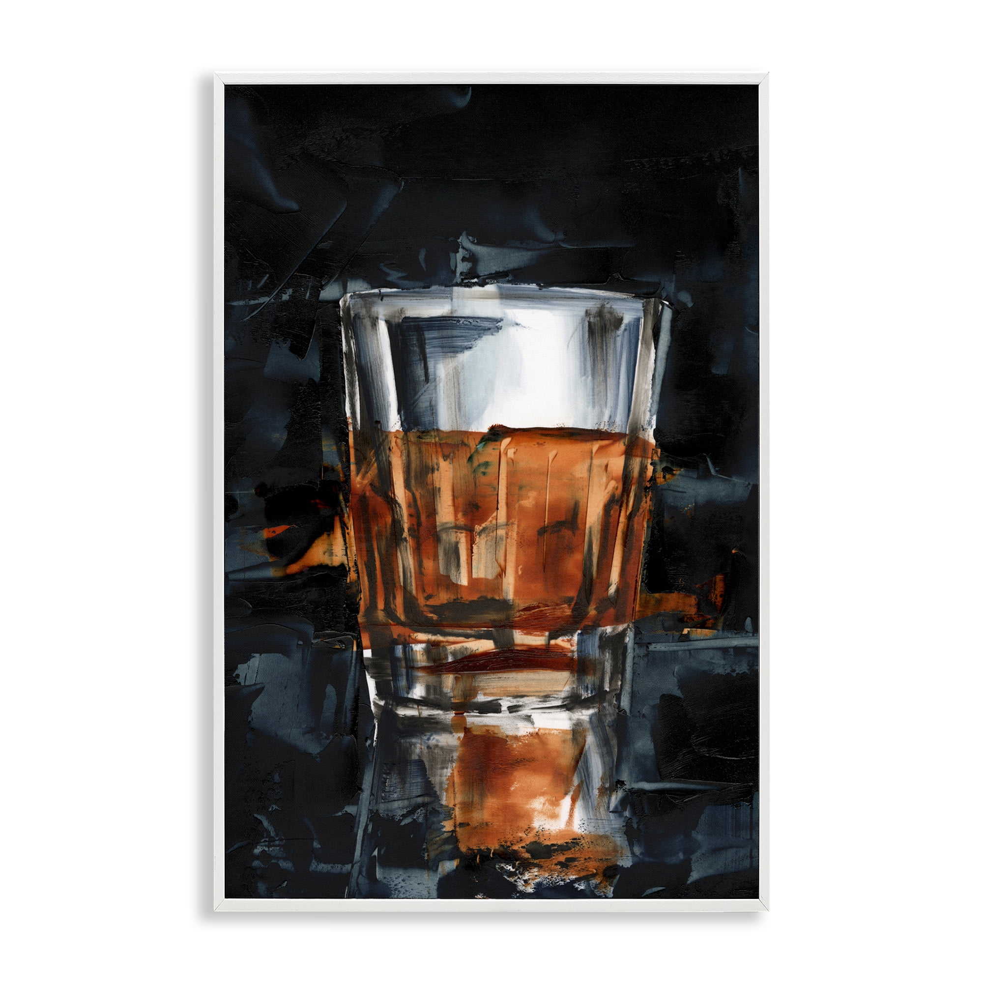 Stupell Industries Straight Whiskey Glass Food & Beverage Painting White Framed Art Print Wall Art, 12 x 18