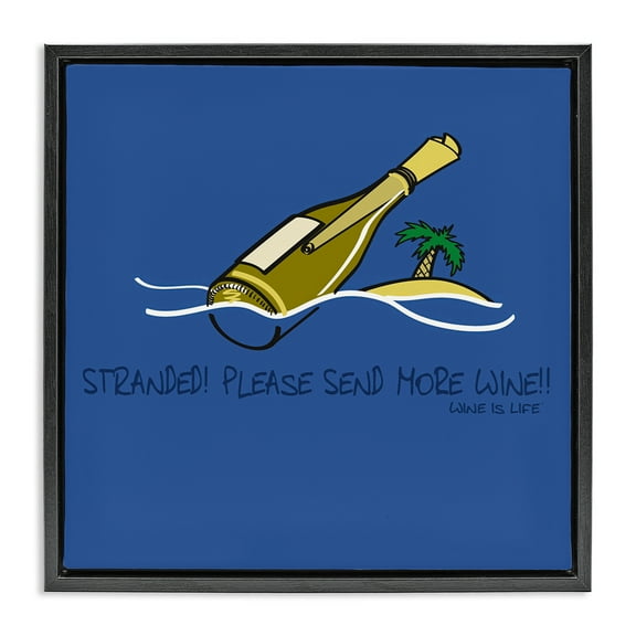 Stupell Industries Stranded Send More Wine Food & Beverage Painting Black Floater Framed Canvas Art Print Wall Art, 18 x 18