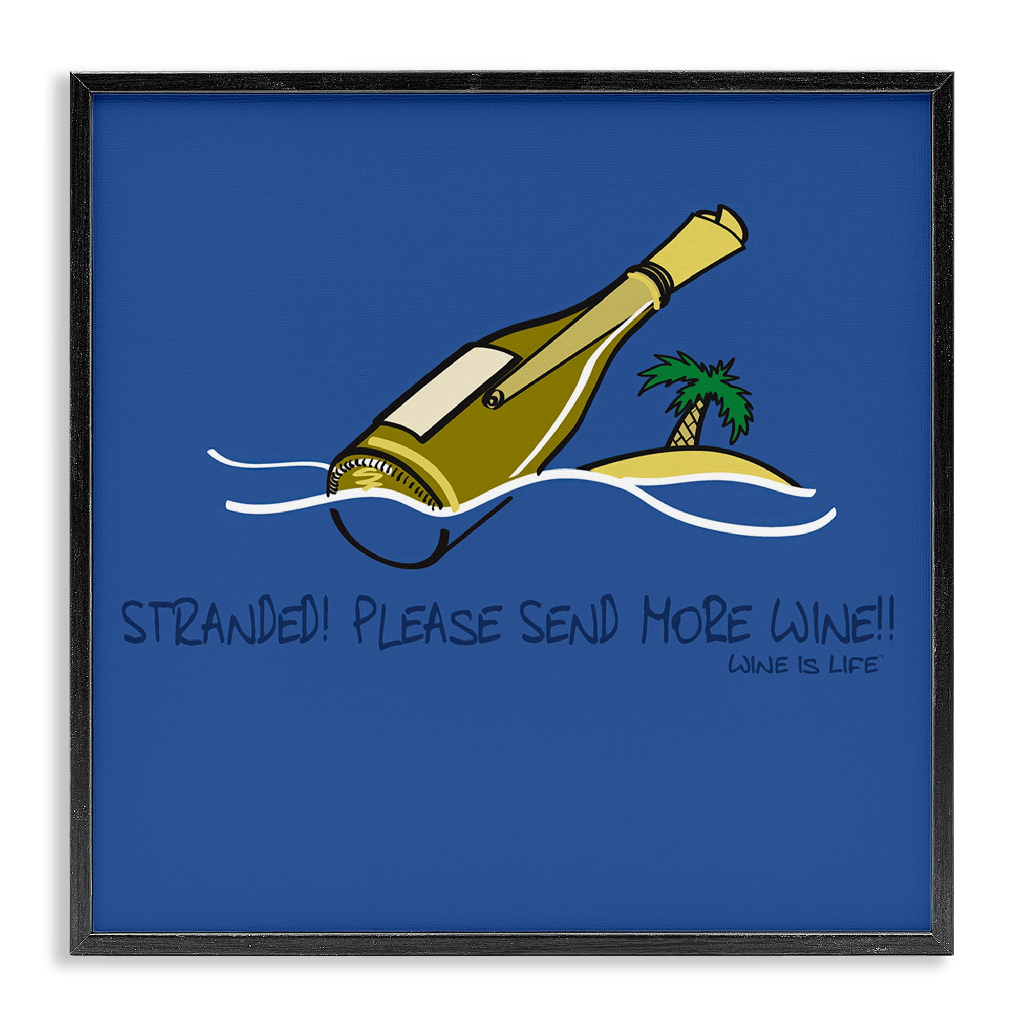 Stupell Industries Stranded Send More Wine Food & Beverage Painting Black Framed Art Print Wall Art, 17 x 17