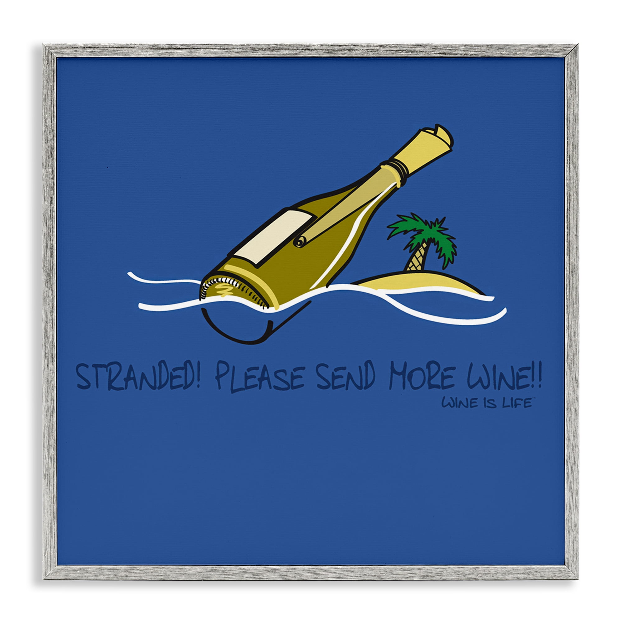 Stupell Industries Stranded Send More Wine Food & Beverage Painting Gray Framed Art Print Wall Art, 17 x 17