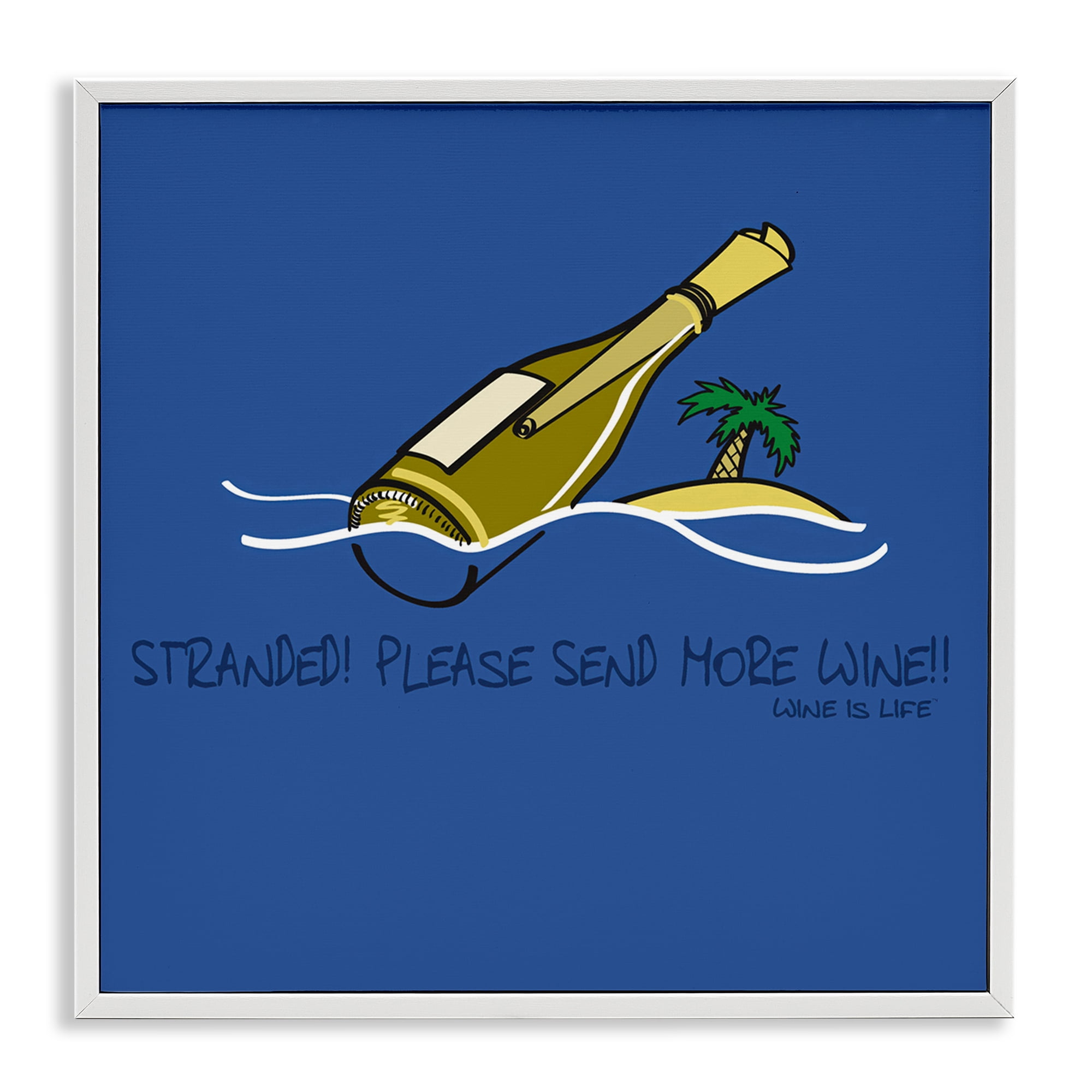 Stupell Industries Stranded Send More Wine Food & Beverage Painting White Framed Art Print Wall Art, 12 x 12