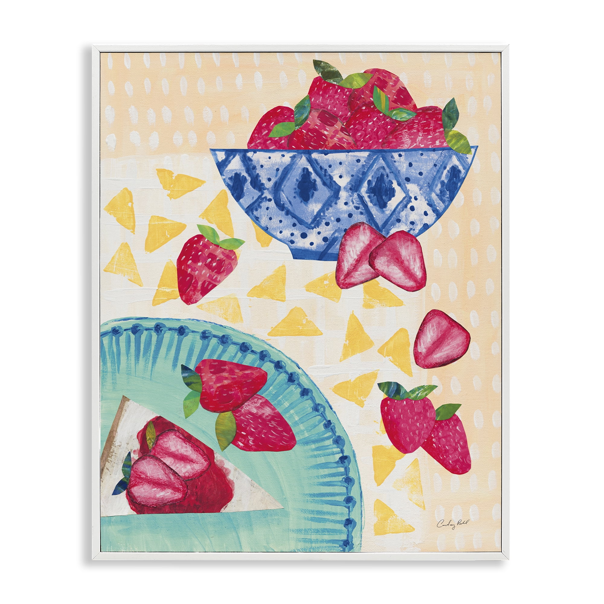 Stupell Industries Strawberry Dessert Tablescape Food & Beverage Painting White Framed Art Print Wall Art, 24 x 30