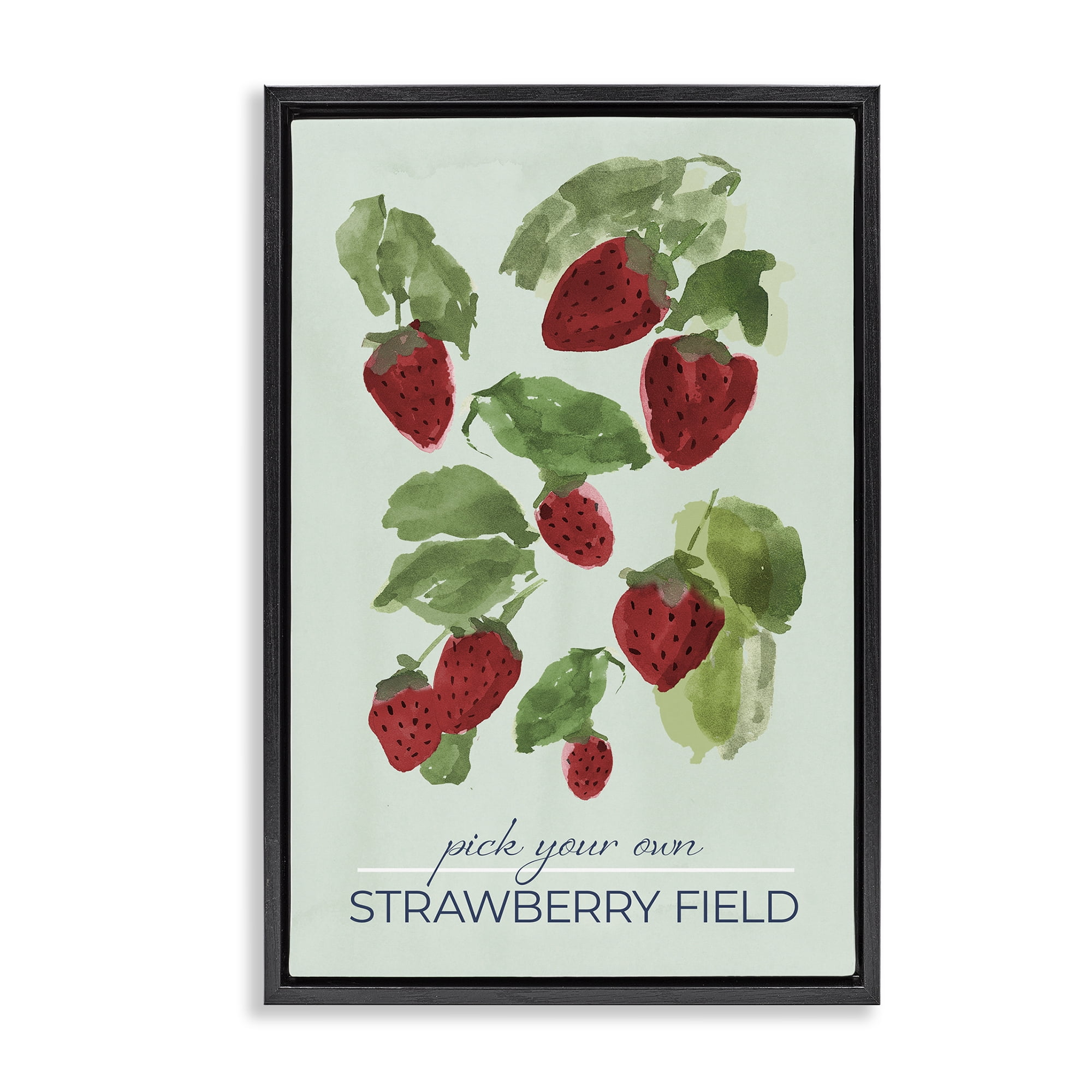 Stupell Industries Strawberry Field Pick Your Own Black Framed Floater Canvas Wall Art, design by Lucille Price