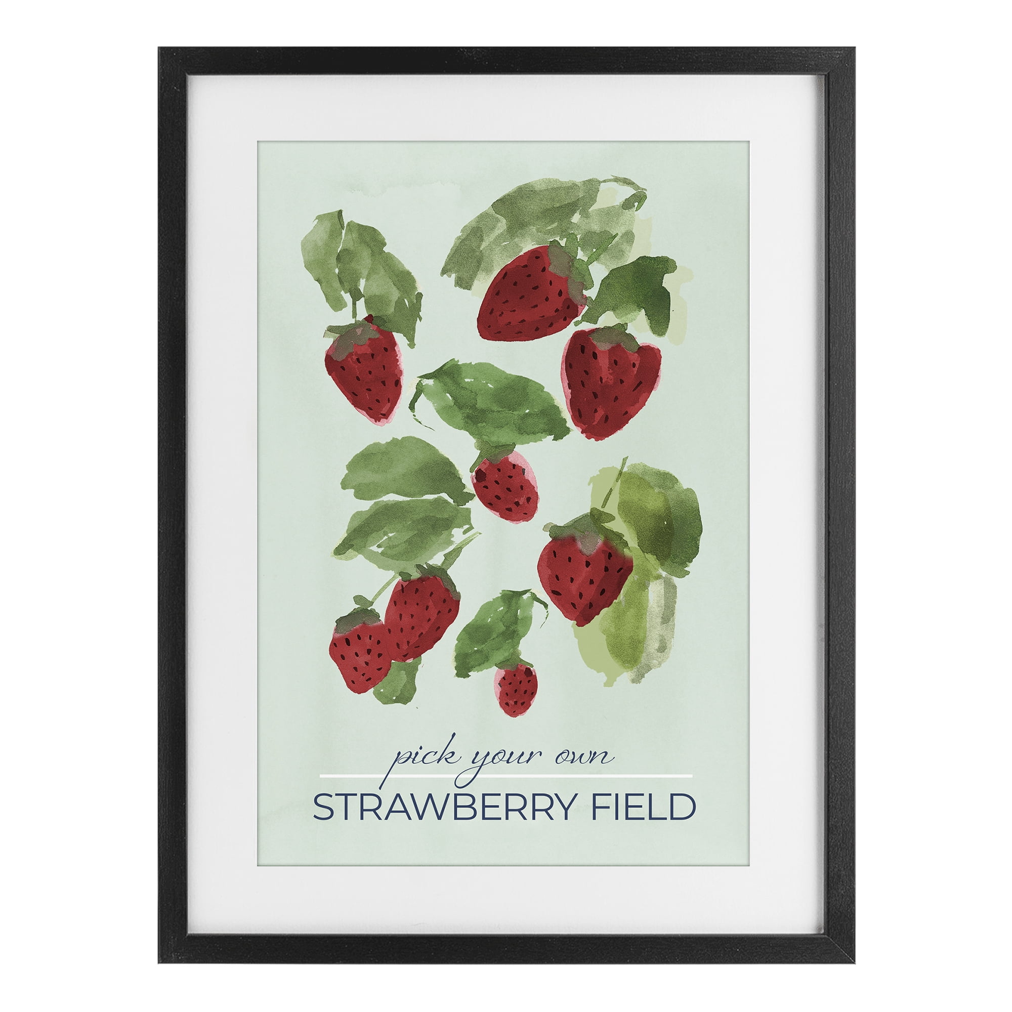 Stupell Industries Strawberry Field Pick Your Own Black Framed Print Under Glass, design by Lucille Price