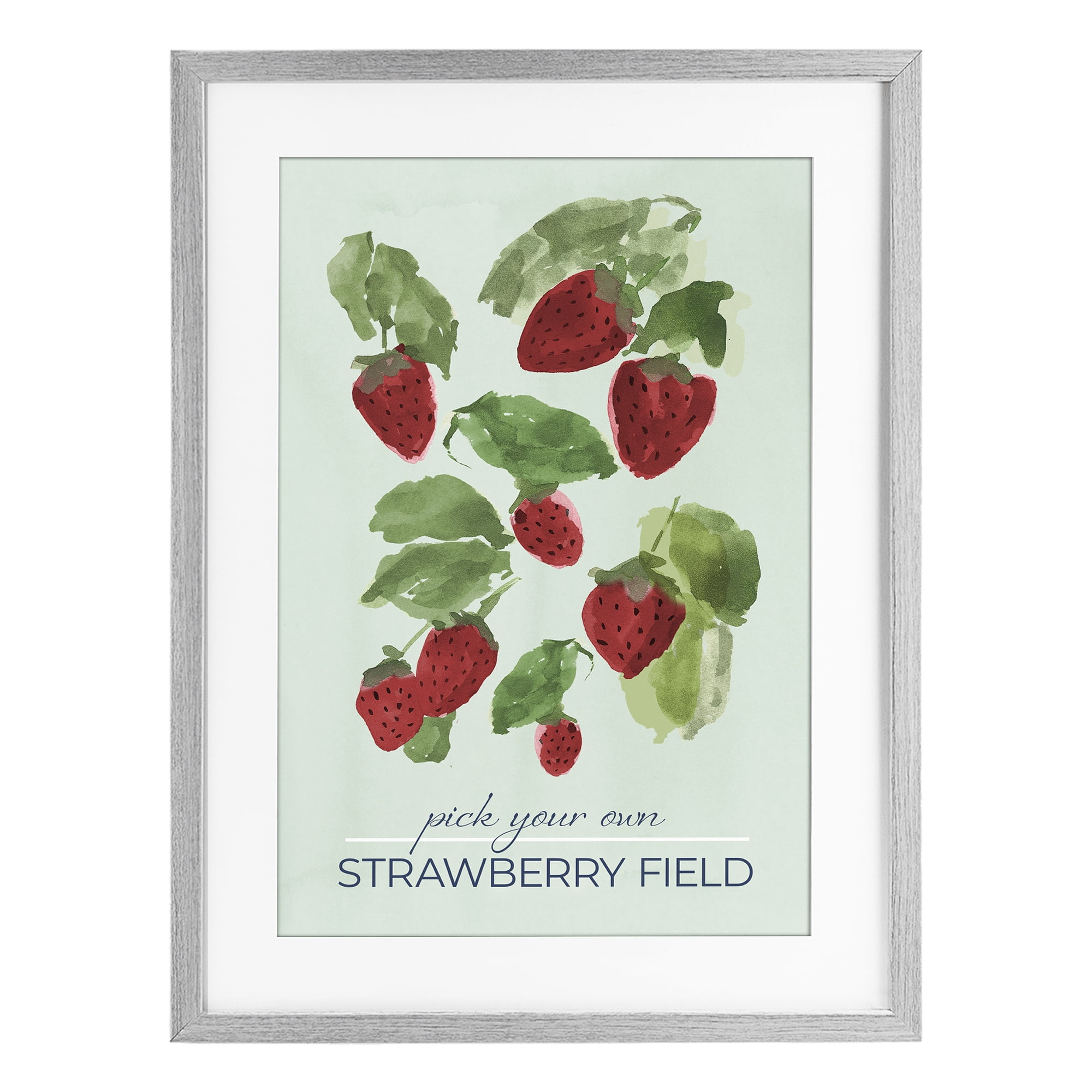 Stupell Industries Strawberry Field Pick Your Own Gray Framed Print Under Glass, design by Lucille Price