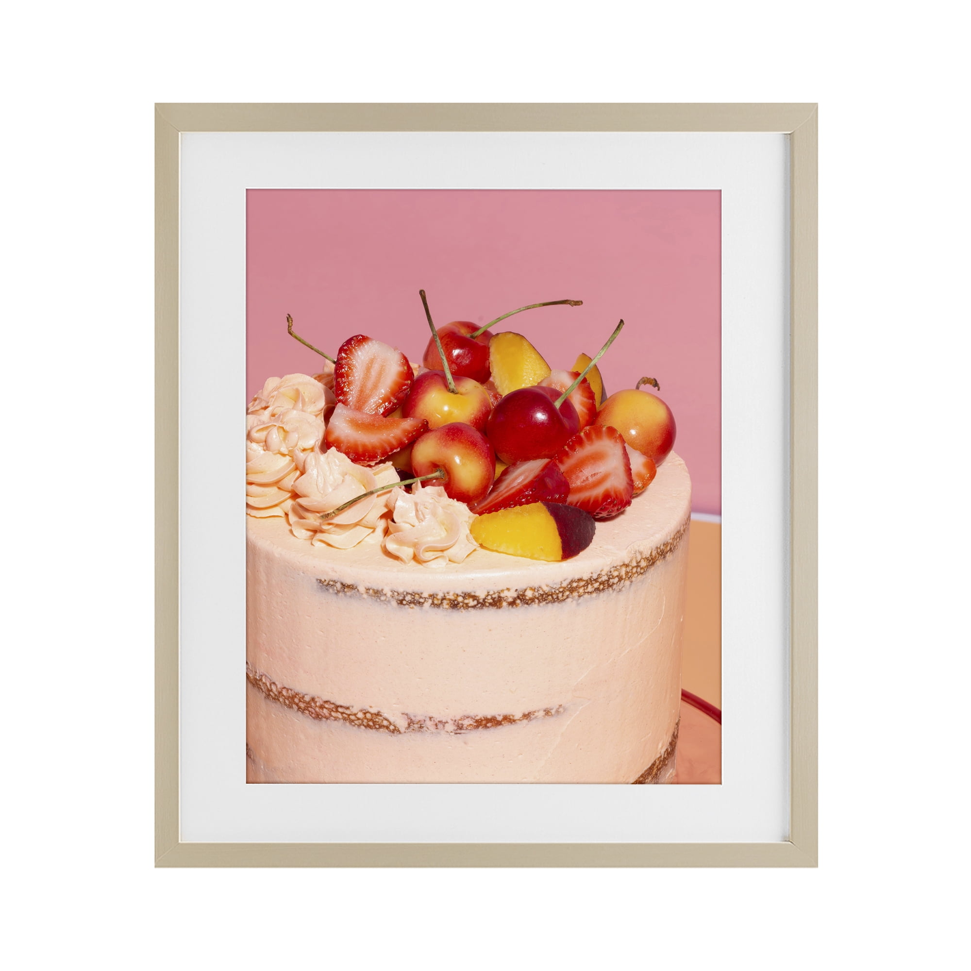 Stupell Industries Strawberry Fruit Cake Birch Framed Print Under Glass, design by LISH Creative
