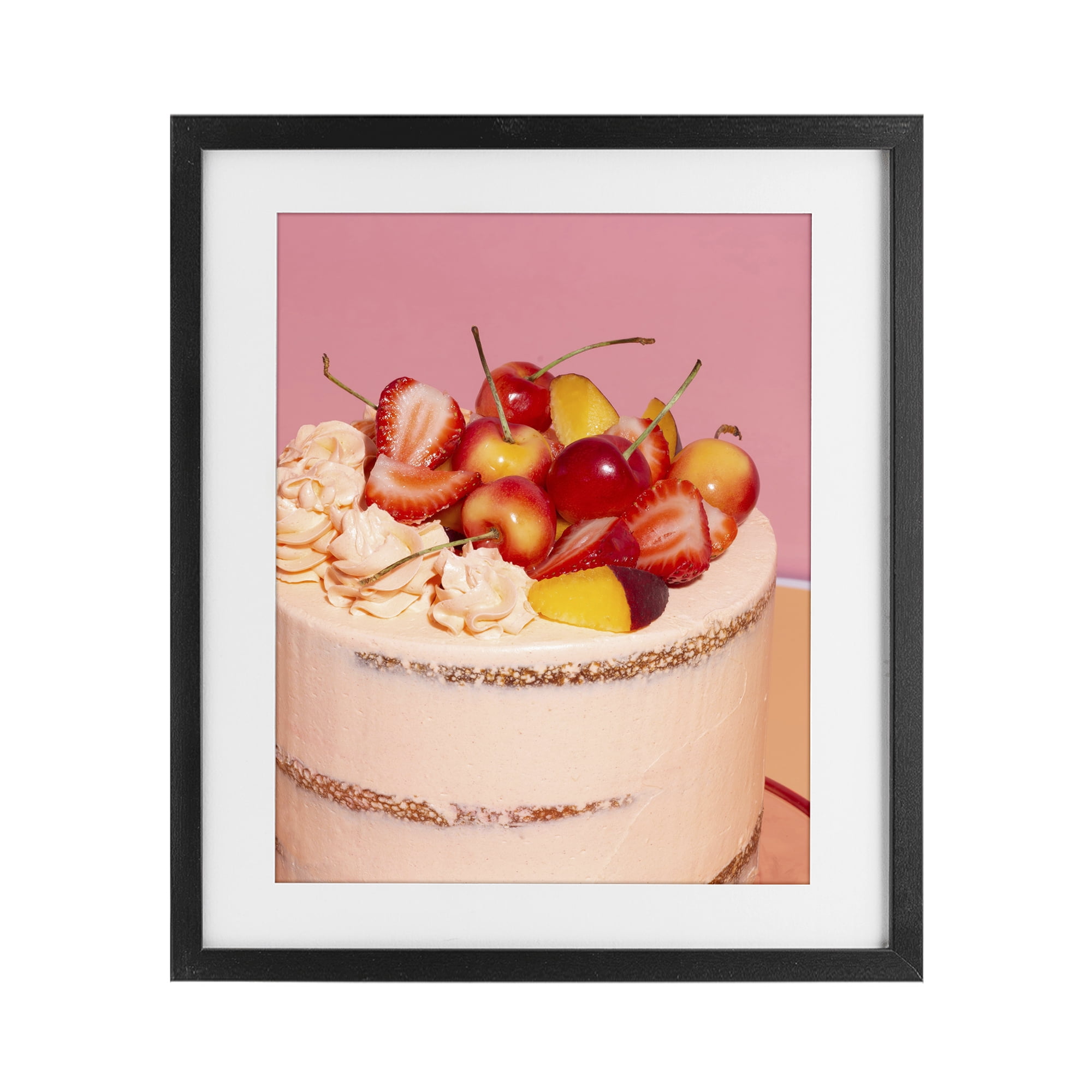 Stupell Industries Strawberry Fruit Cake Black Framed Print Under Glass, design by LISH Creative