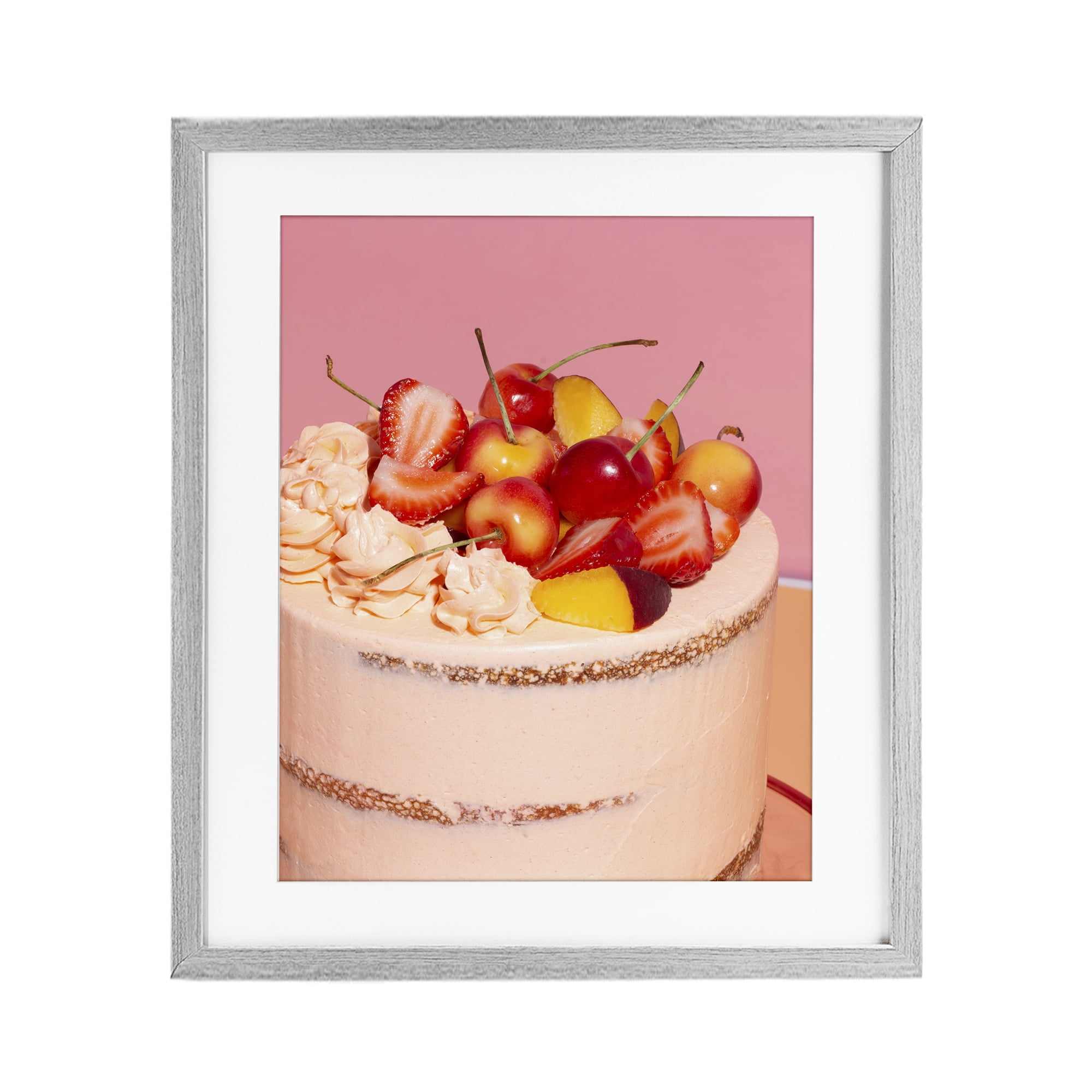 Stupell Industries Strawberry Fruit Cake Gray Framed Print Under Glass, design by LISH Creative