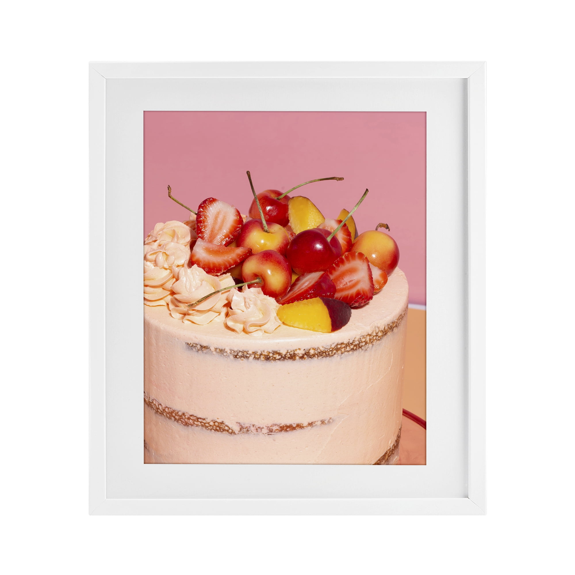 Stupell Industries Strawberry Fruit Cake White Framed Print Under Glass, design by LISH Creative