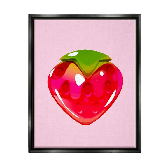Stupell Industries Strawberry Gummy Candy Food & Beverage Painting Black Floater Framed Art Print Wall Art, 17 x 21