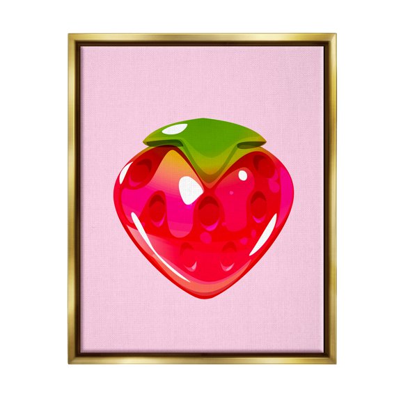 Stupell Industries Strawberry Gummy Candy Food & Beverage Painting Gold Floater Framed Art Print Wall Art, 25 x 31