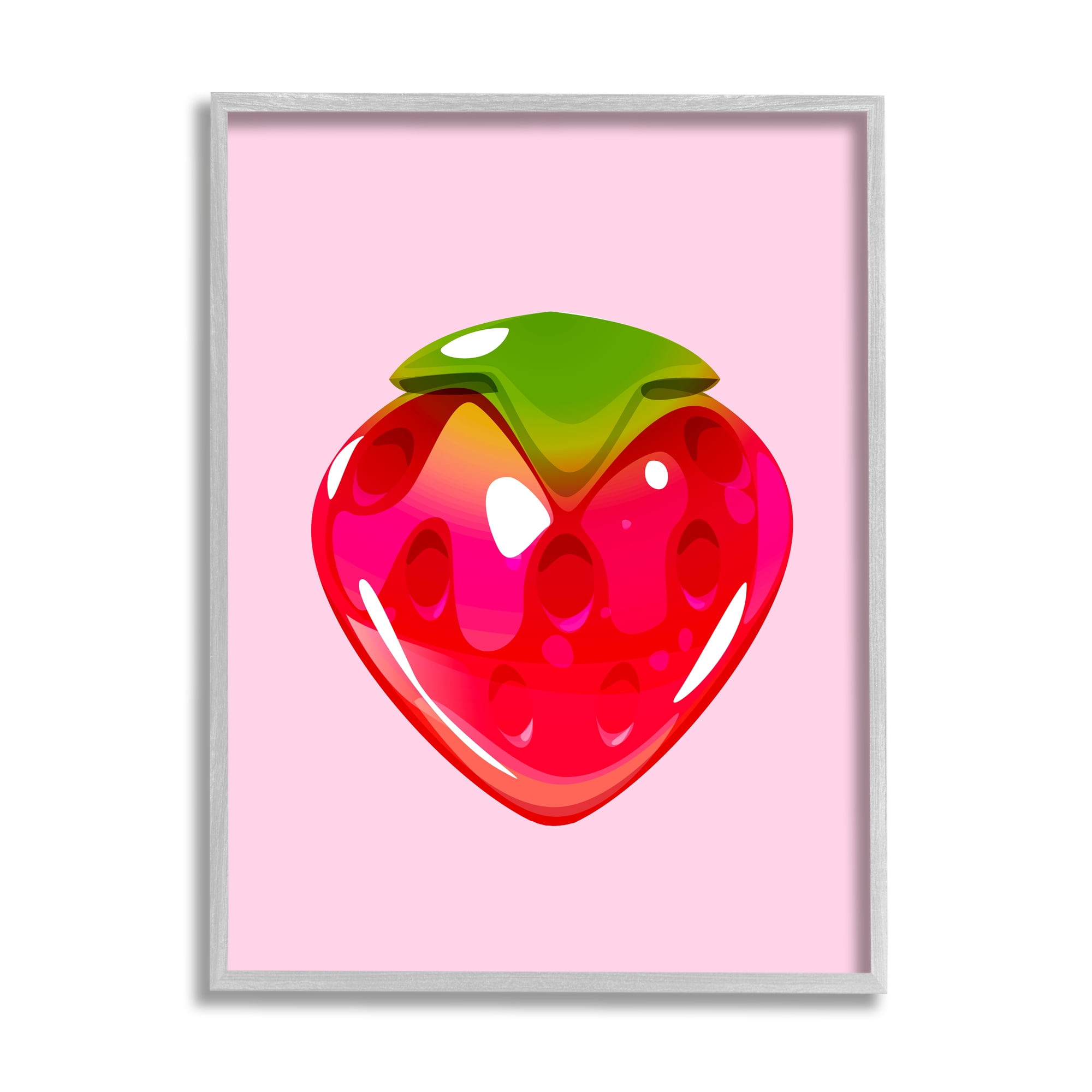 Stupell Industries Strawberry Gummy Candy Food & Beverage Painting Gray Framed Art Print Wall Art, 16 x 20