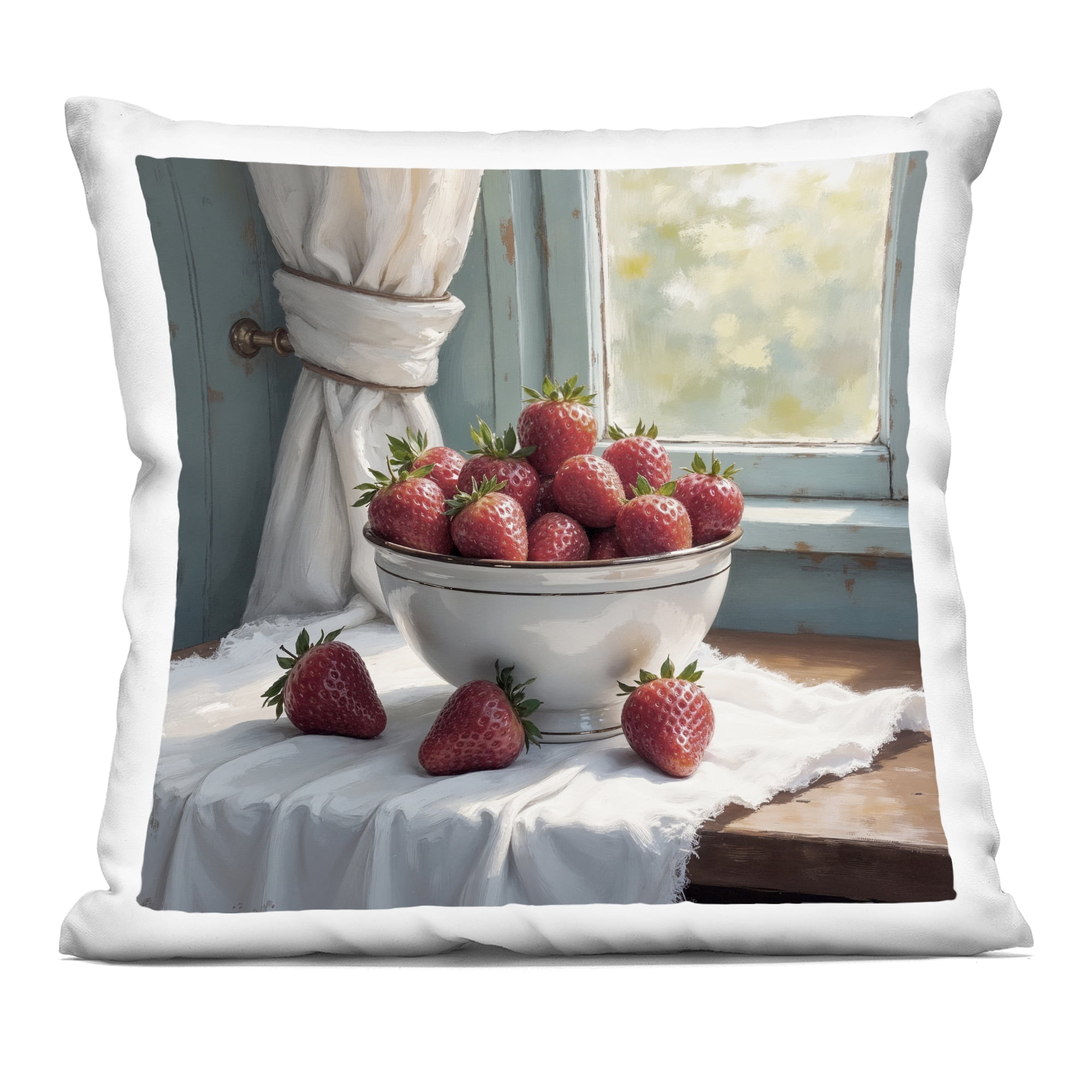 Stupell Industries Strawberry Harvest in Window Decorative Printed Throw Pillow, design by Lettered and Lined