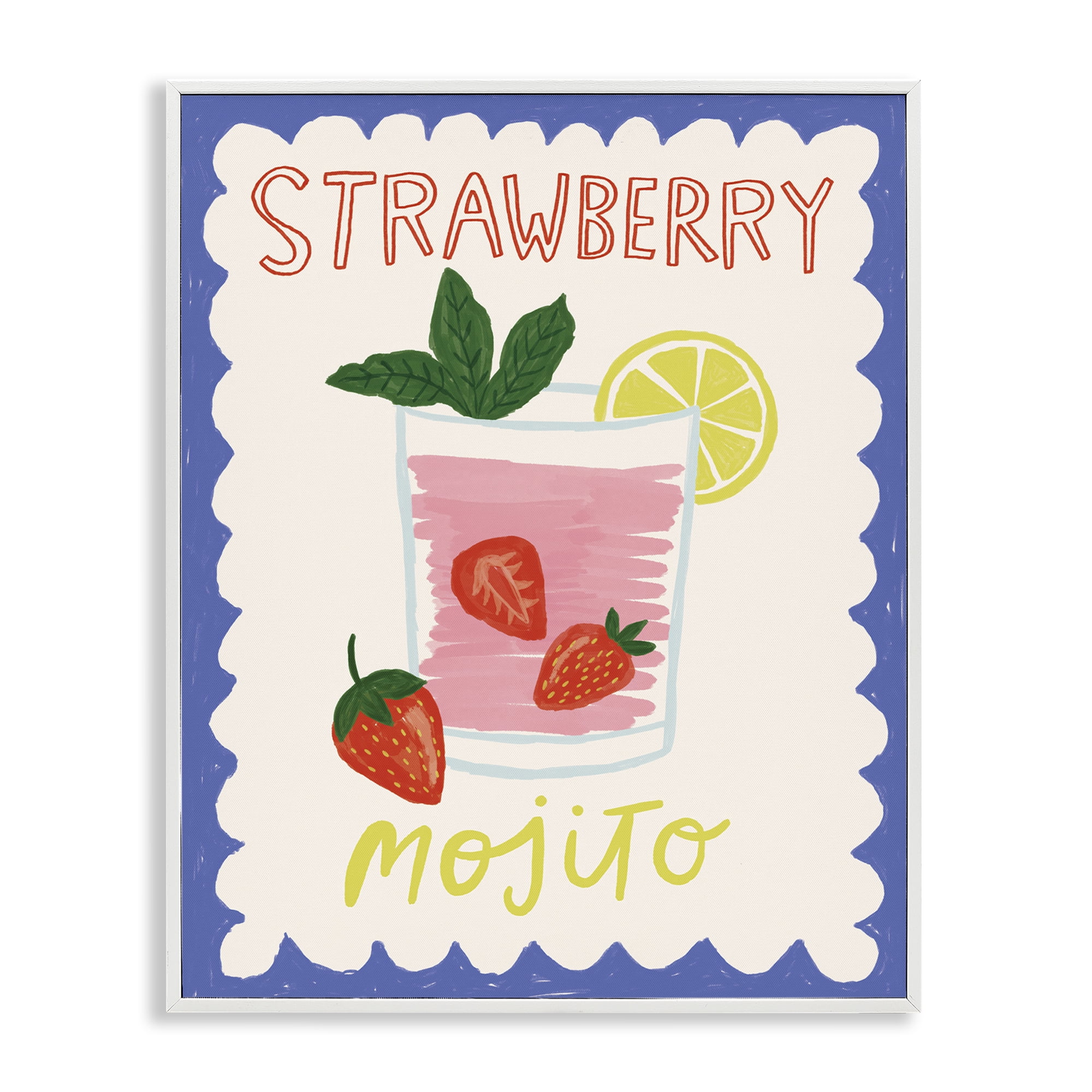 Stupell Industries Strawberry Mojito Drink Food & Beverage Painting White Framed Art Print Wall Art, 16 x 20