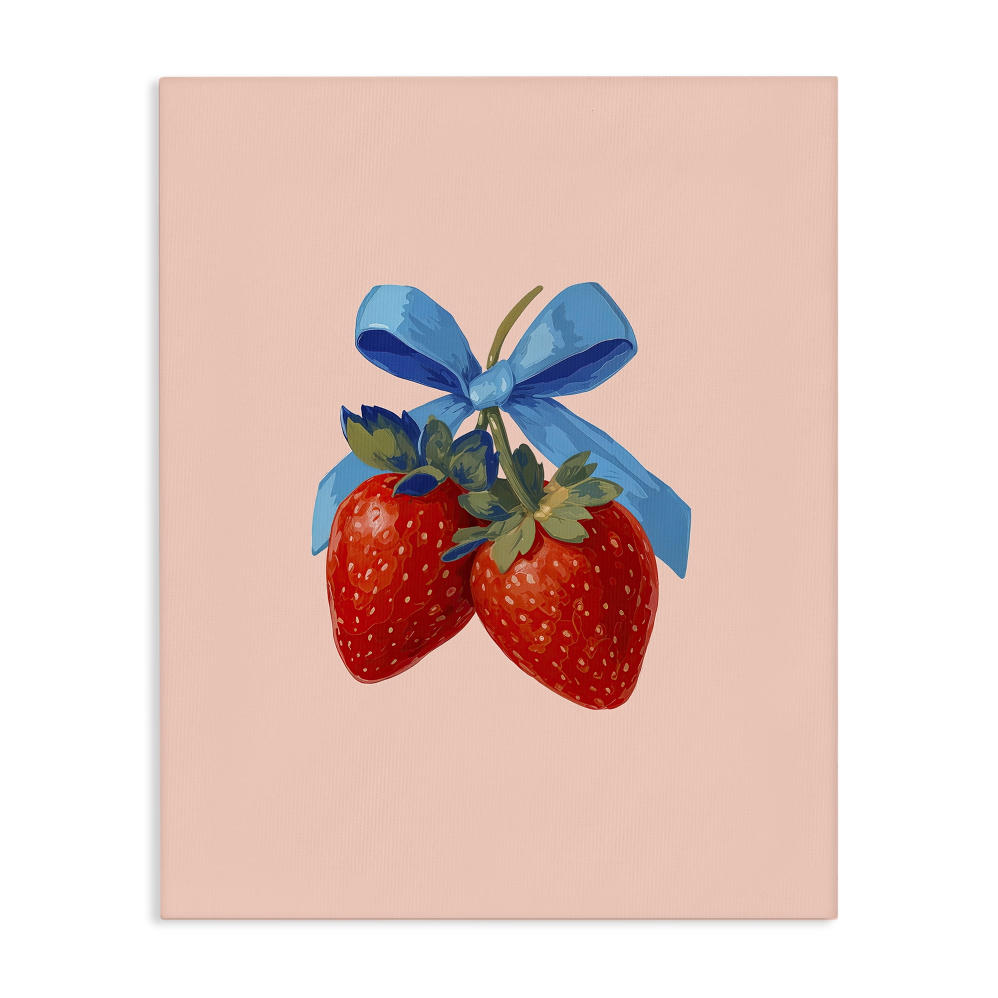 Stupell Industries Strawberry Pair with Blue Bow Canvas Wall Art, design by Imagine It Images