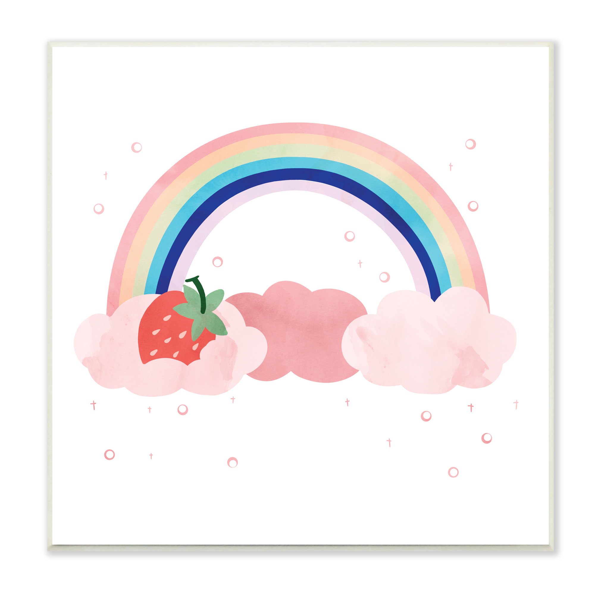 Stupell Industries Strawberry and Rainbow Pink Cloud Polka Dots, 12 x 12, Designed by Ziwei Li
