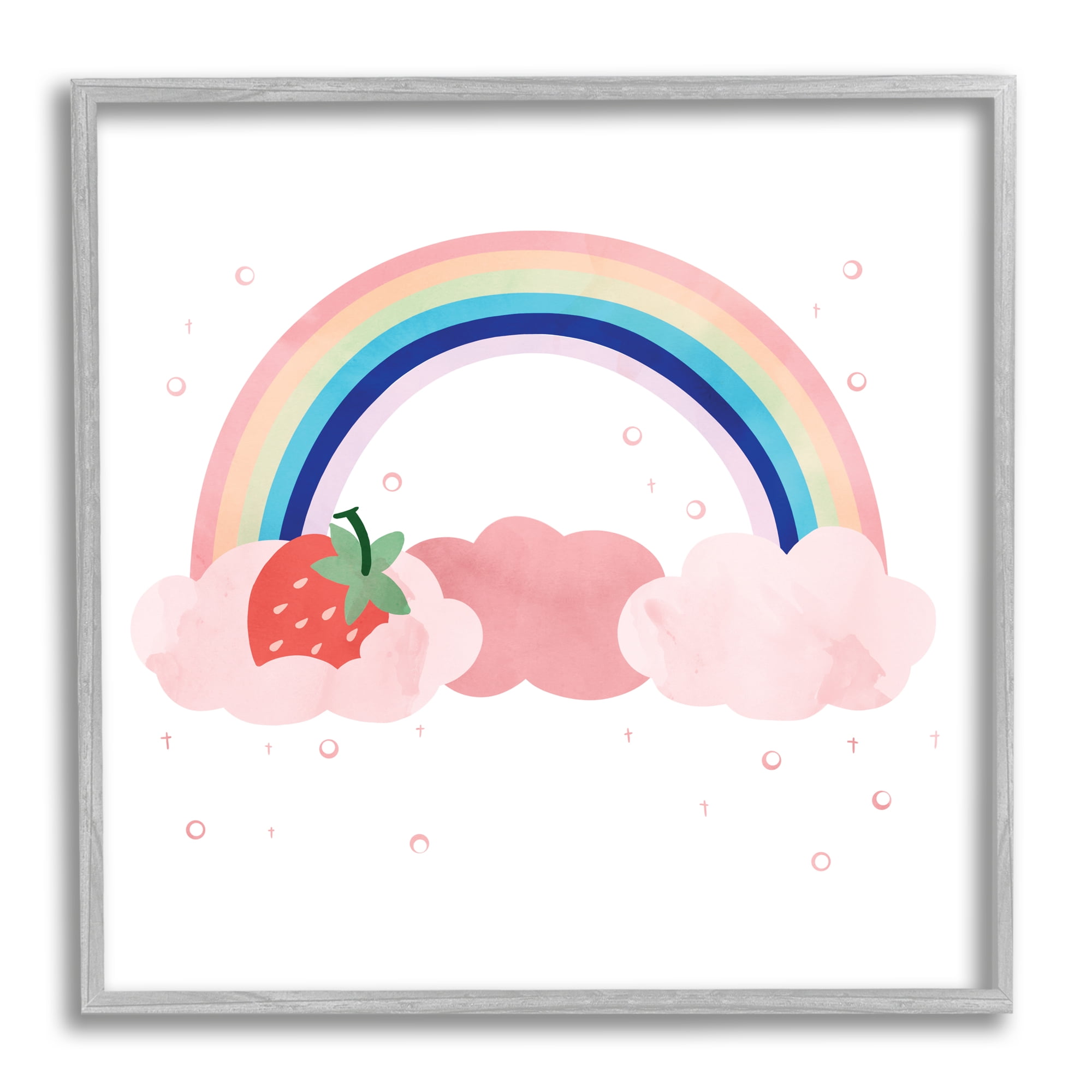 Stupell Industries Strawberry and Rainbow Pink Cloud Polka Dots, 12 x 12, Designed by Ziwei Li
