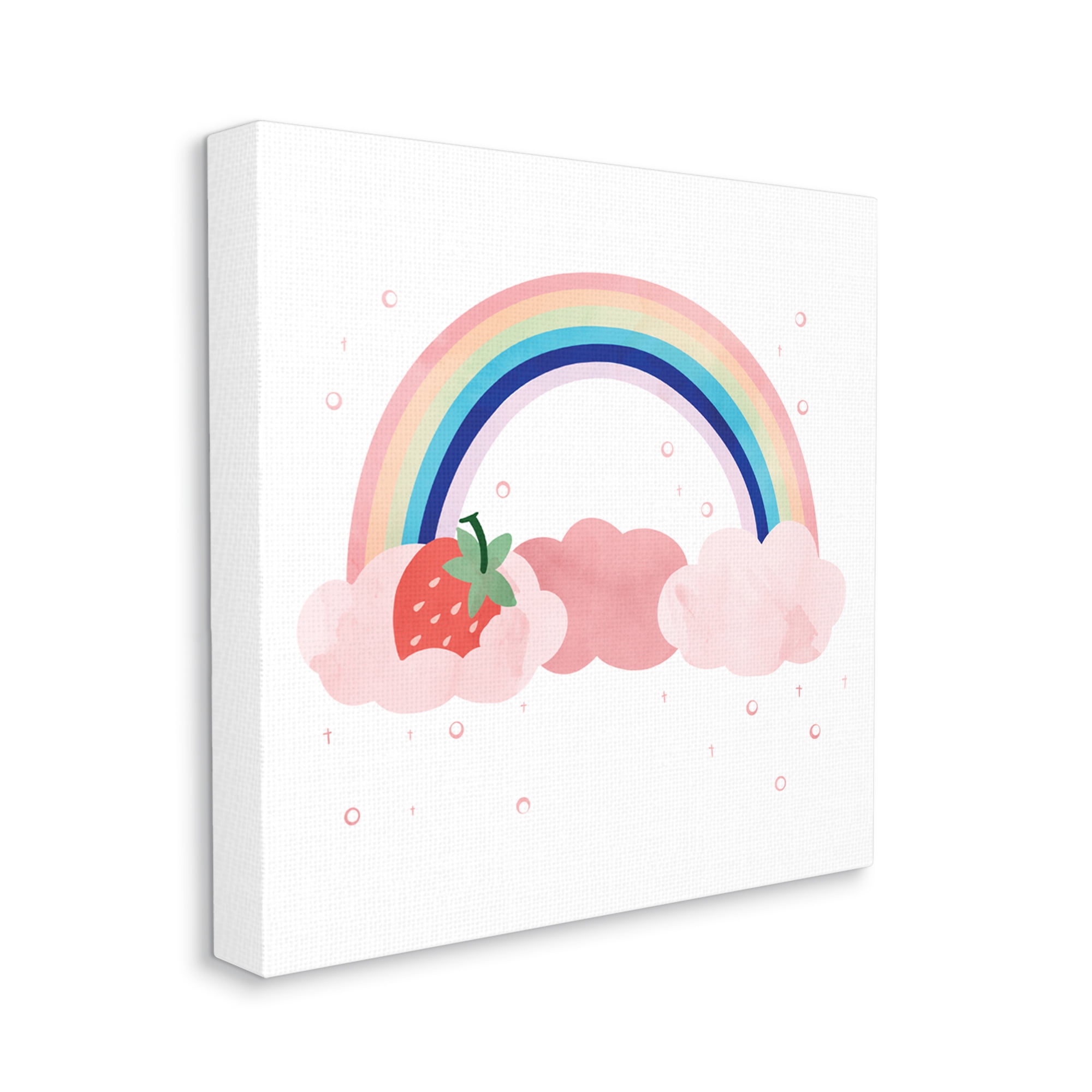 Stupell Industries Strawberry and Rainbow Pink Cloud Polka Dots, 36 x 36, Designed by Ziwei Li