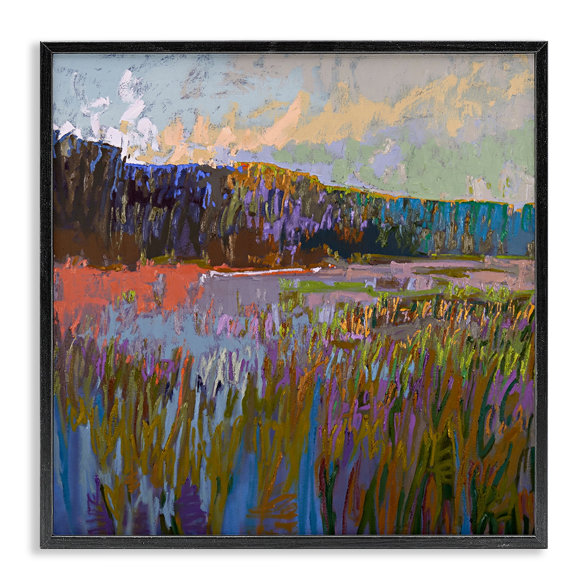 Stupell Industries Streaked Abstract Landscape Landscape & Nature Painting Black Framed Art Print Wall Art, 17 x 17