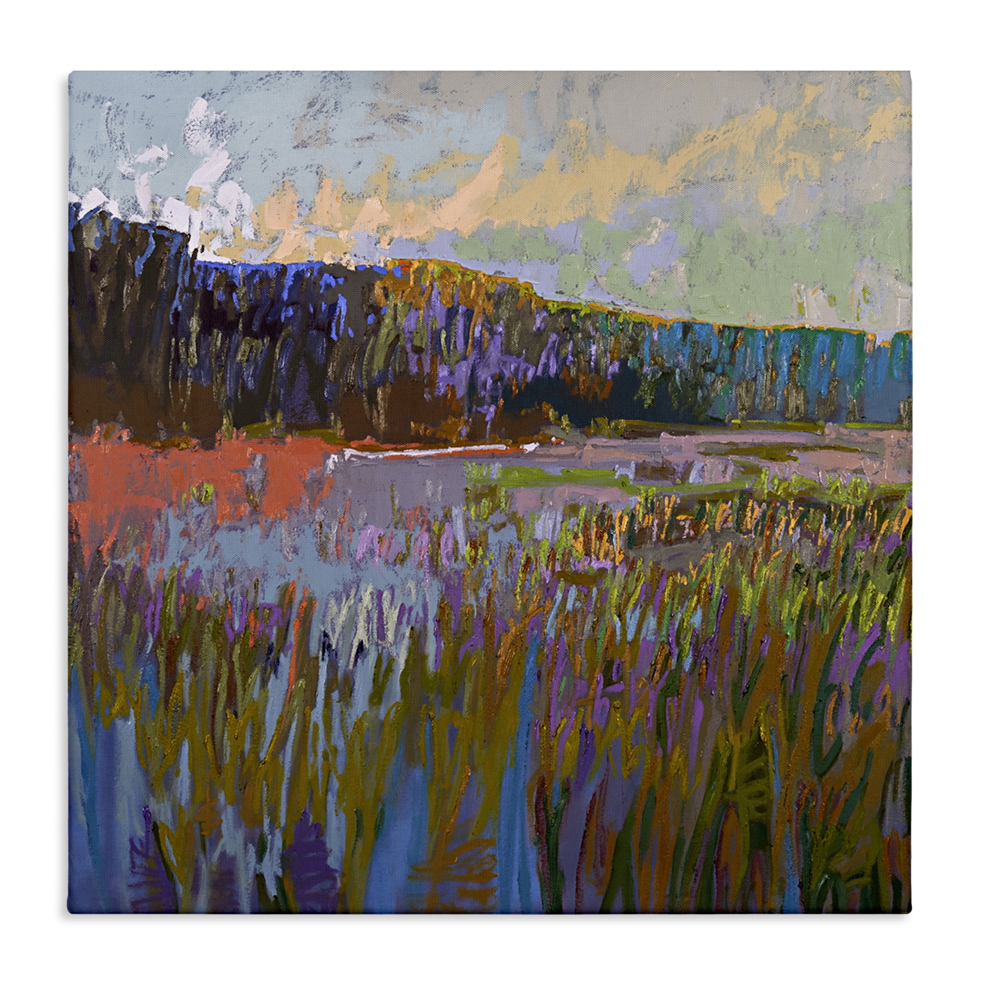 Stupell Industries Streaked Abstract Landscape Landscape & Nature Painting Wrapped Canvas Art Print Wall Art, 24 x 24