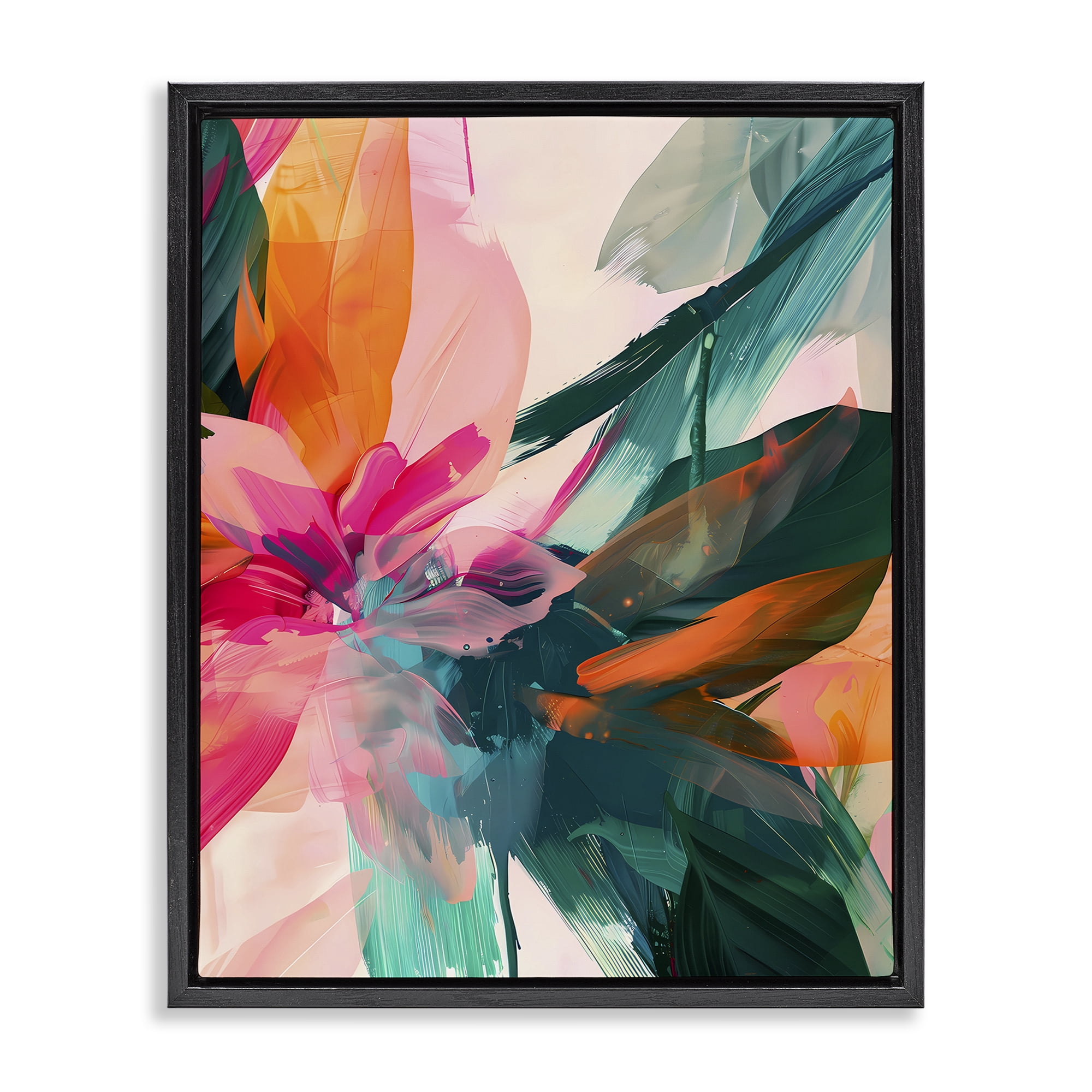 Stupell Industries Streaked Opaque Abstract Abstract Painting Black Floater Framed Canvas Art Print Wall Art, 17 x 21