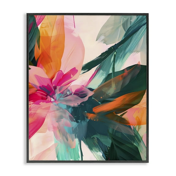 Stupell Industries Streaked Opaque Abstract Abstract Painting Black Framed Art Print Wall Art, 11 x 14