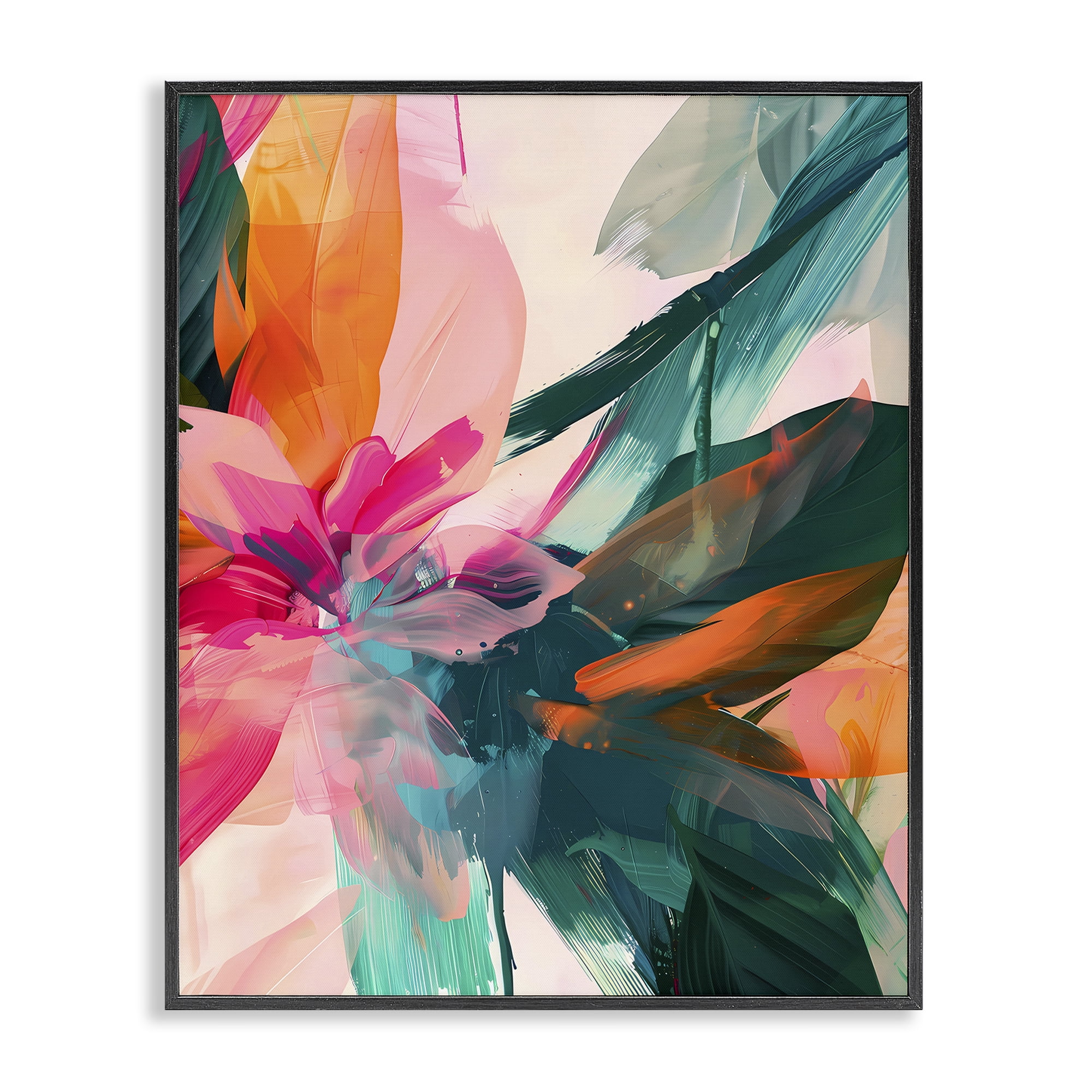 Stupell Industries Streaked Opaque Abstract Abstract Painting Black Framed Art Print Wall Art, 16 x 20