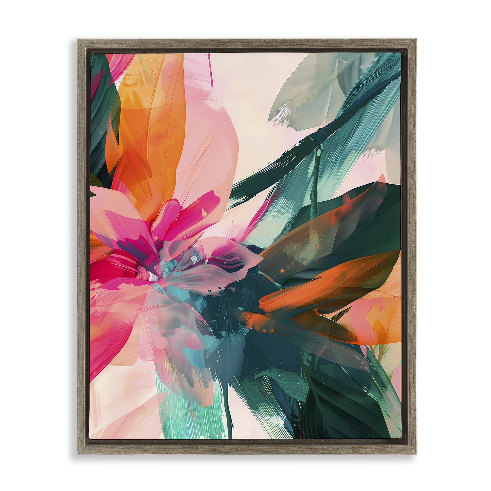 Stupell Industries Streaked Opaque Abstract Abstract Painting Brown Floater Framed Canvas Art Print Wall Art, 17 x 21