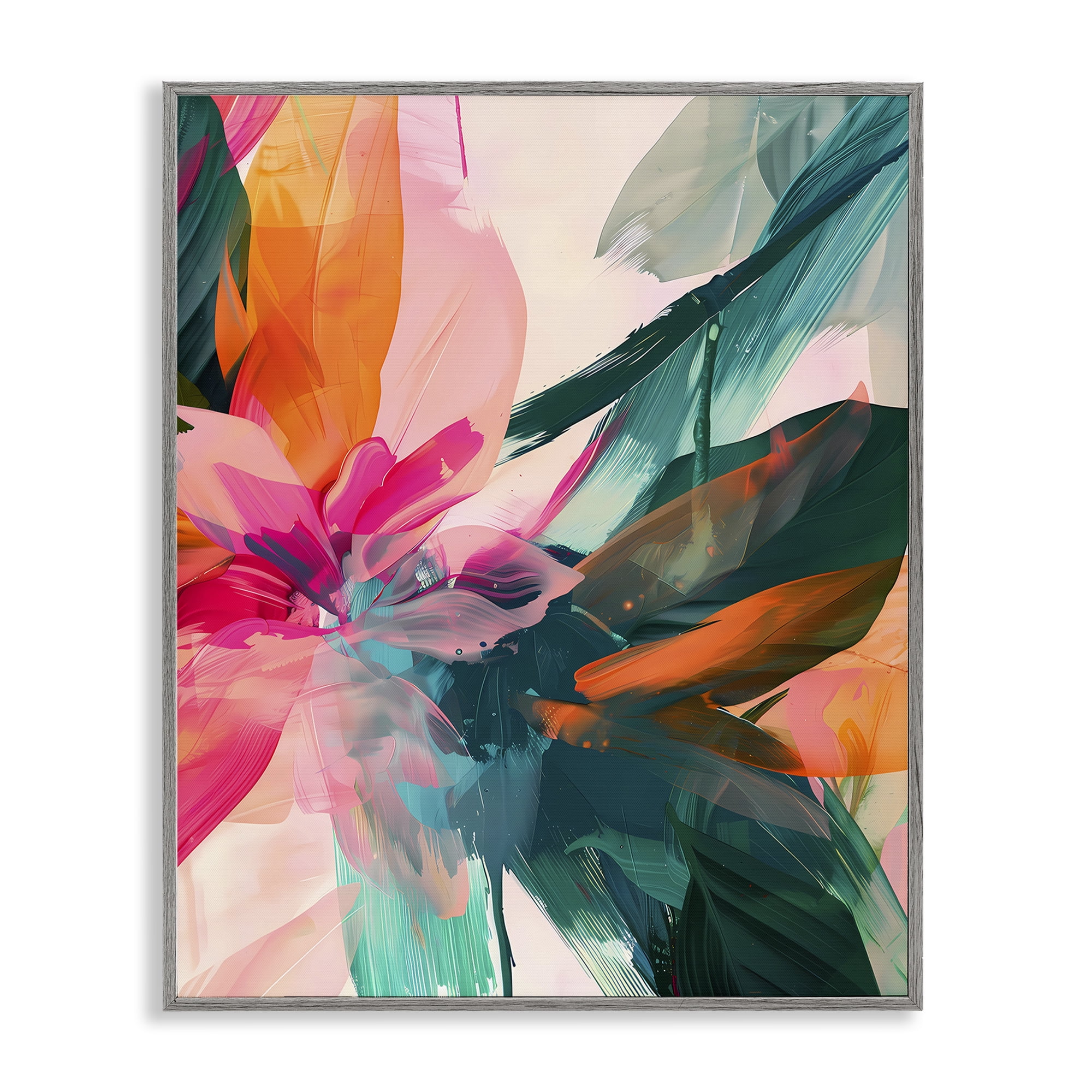 Stupell Industries Streaked Opaque Abstract Abstract Painting Gray Framed Art Print Wall Art, 24 x 30