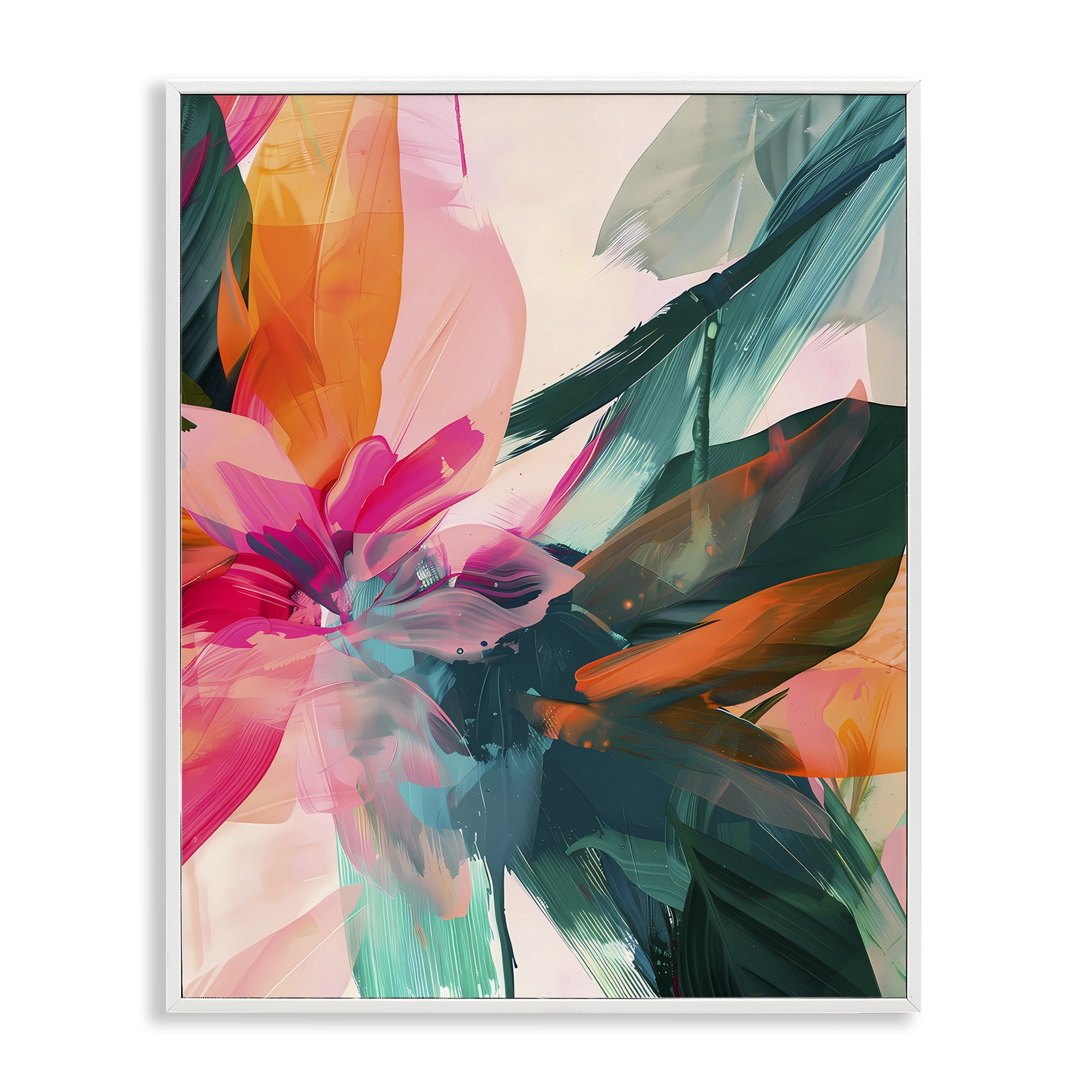 Stupell Industries Streaked Opaque Abstract Abstract Painting White Framed Art Print Wall Art, 11 x 14