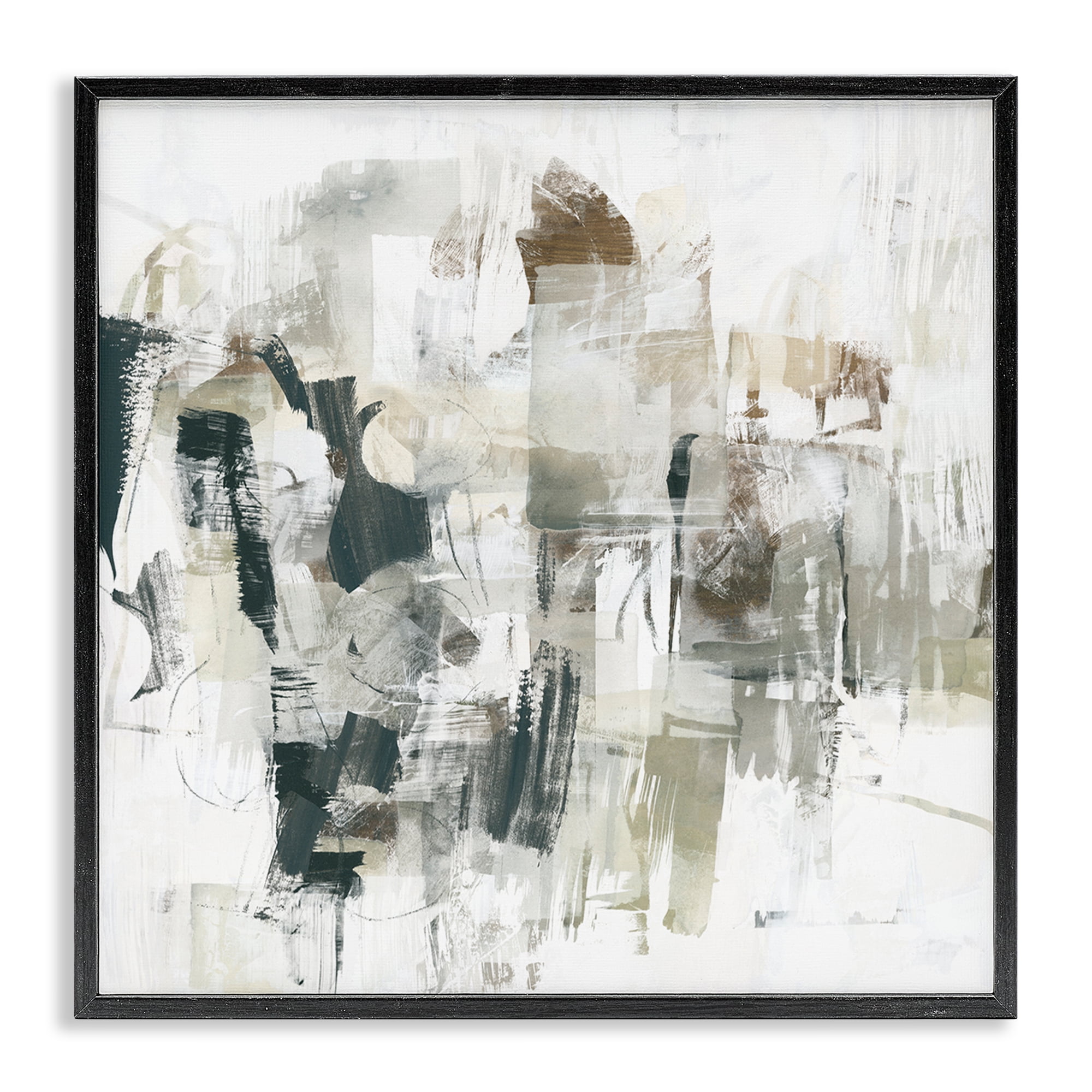Stupell Industries Streaked Paint Strokes Abstract Painting Black Framed Art Print Wall Art, 17 x 17