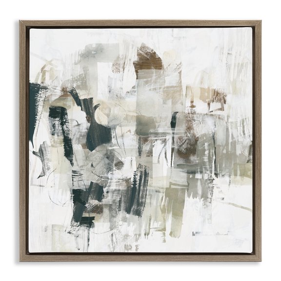 Stupell Industries Streaked Paint Strokes Abstract Painting Brown Floater Framed Canvas Art Print Wall Art, 18 x 18