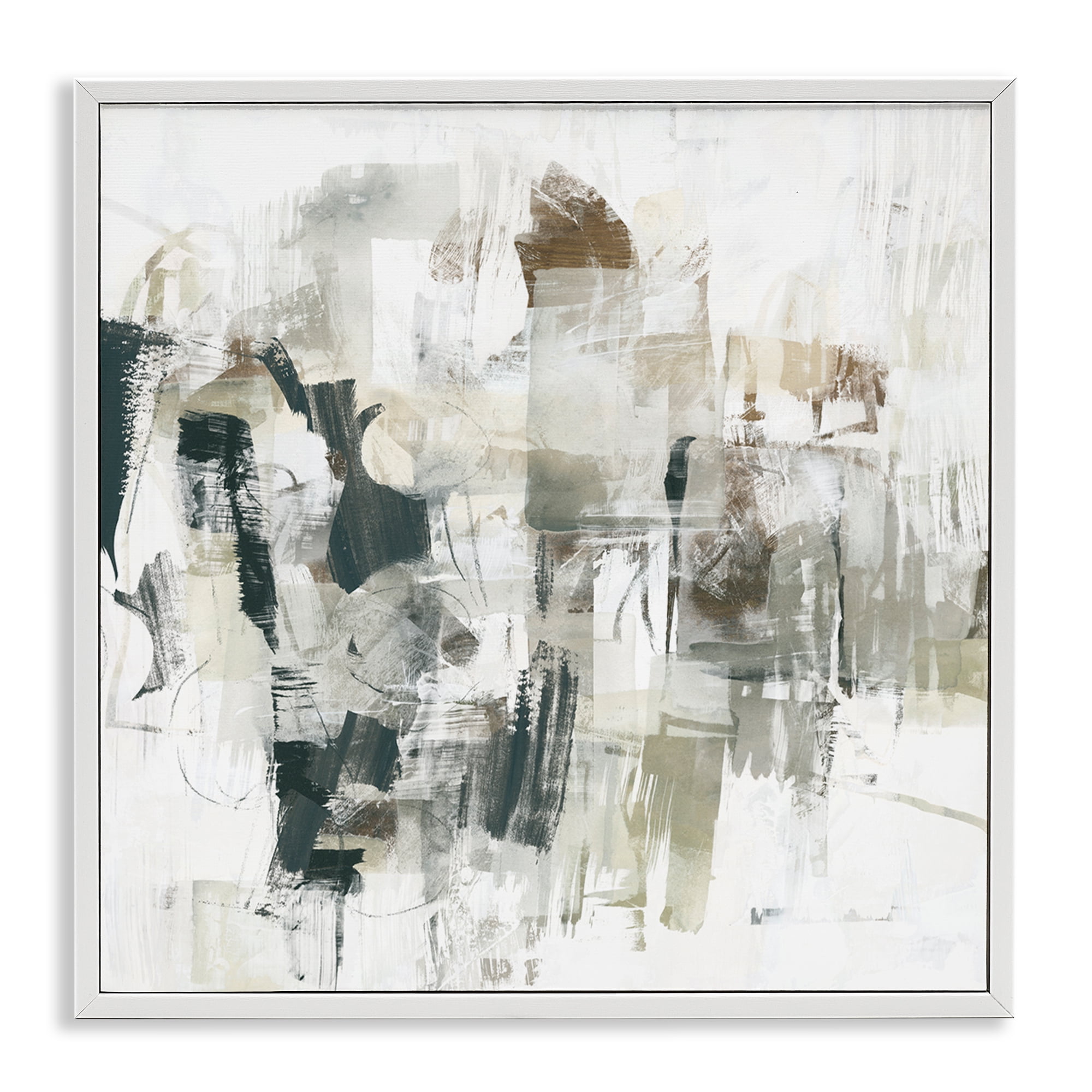 Stupell Industries Streaked Paint Strokes Abstract Painting White Framed Art Print Wall Art, 17 x 17