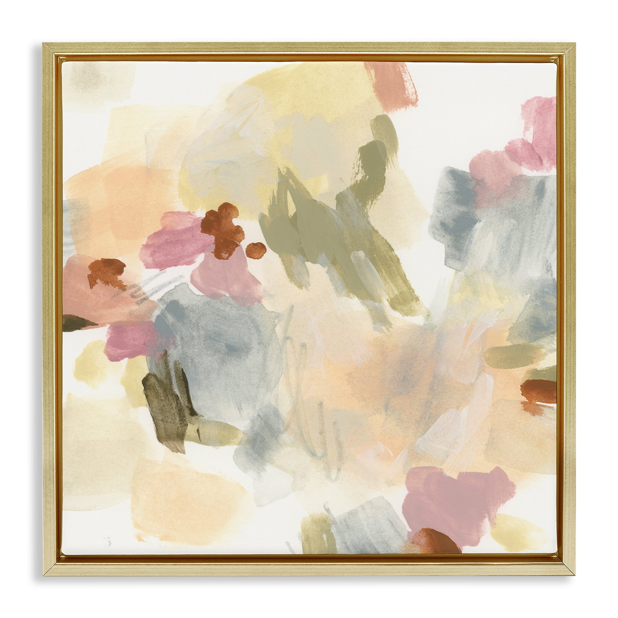 Stupell Industries Streaked Restless Abstraction Abstract Painting Gold Floater Framed Canvas Art Print Wall Art, 18 x 18