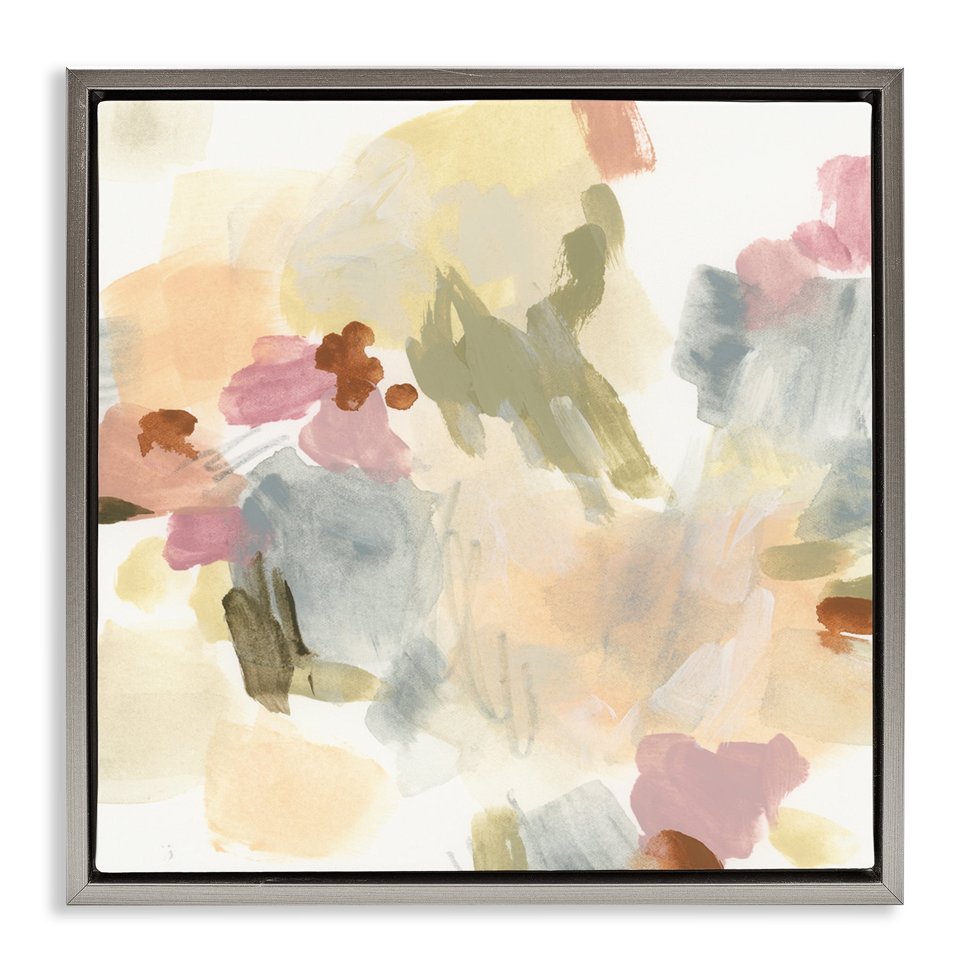 Stupell Industries Streaked Restless Abstraction Abstract Painting Gray Floater Framed Canvas Art Print Wall Art, 25 x 25