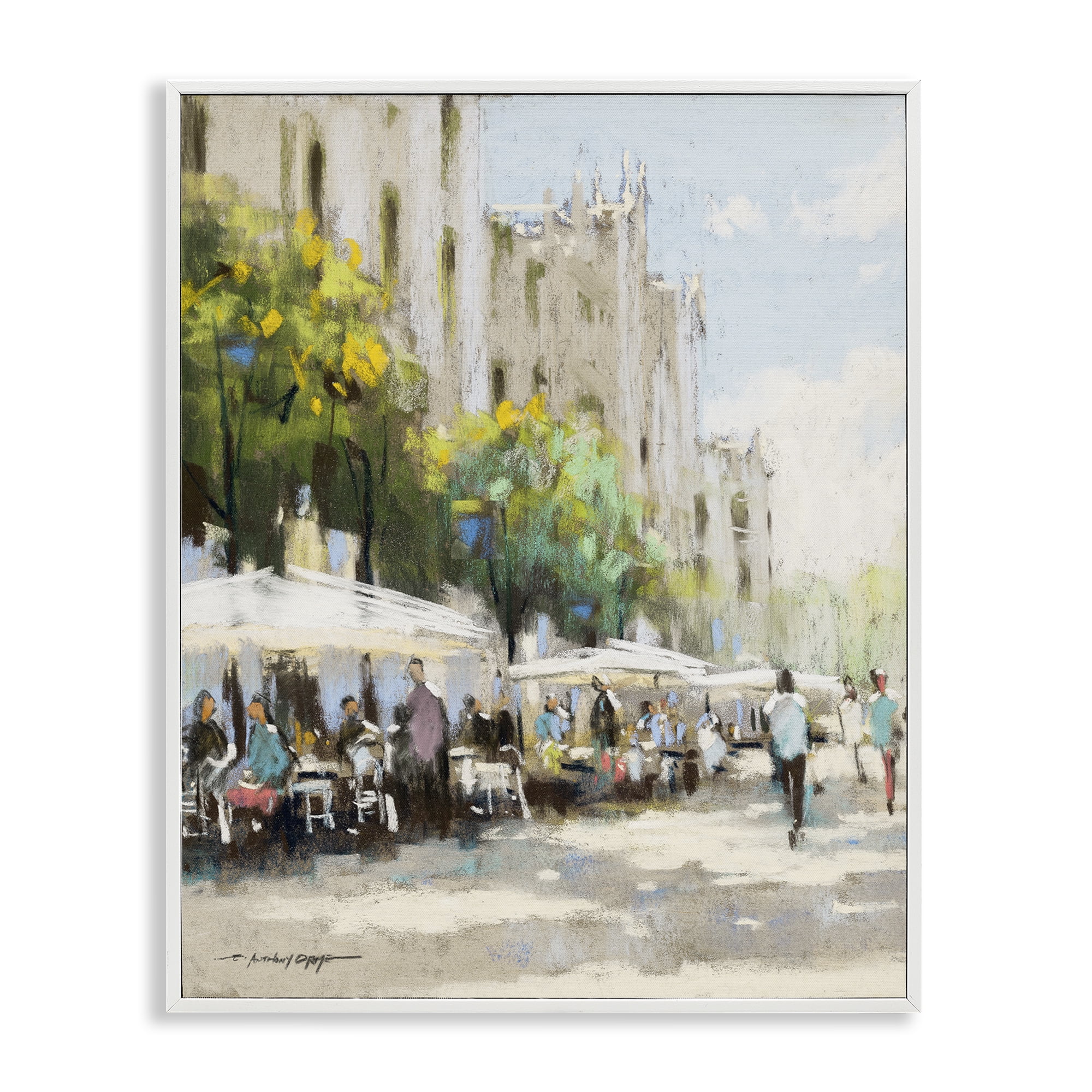 Stupell Industries Street Cafe on Boulevard White Framed Giclee Art, design by Anthony Orme