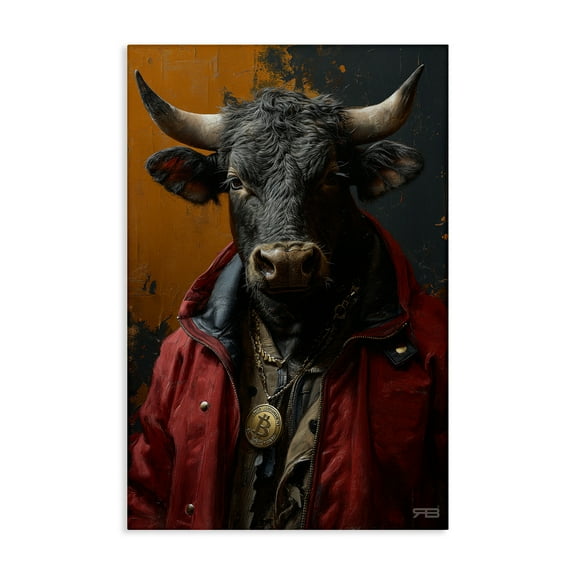 Stupell Industries Street Style Cattle Novelty Painting Gallery Wrapped Canvas Art Print Wall Art, 16 x 24