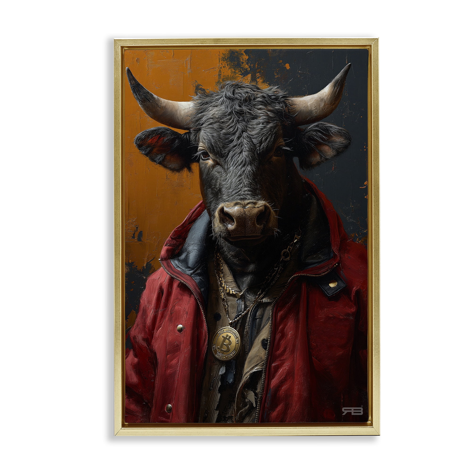 Stupell Industries Street Style Cattle Novelty Painting Gold Floater Framed Art Print Wall Art, 17 x 25
