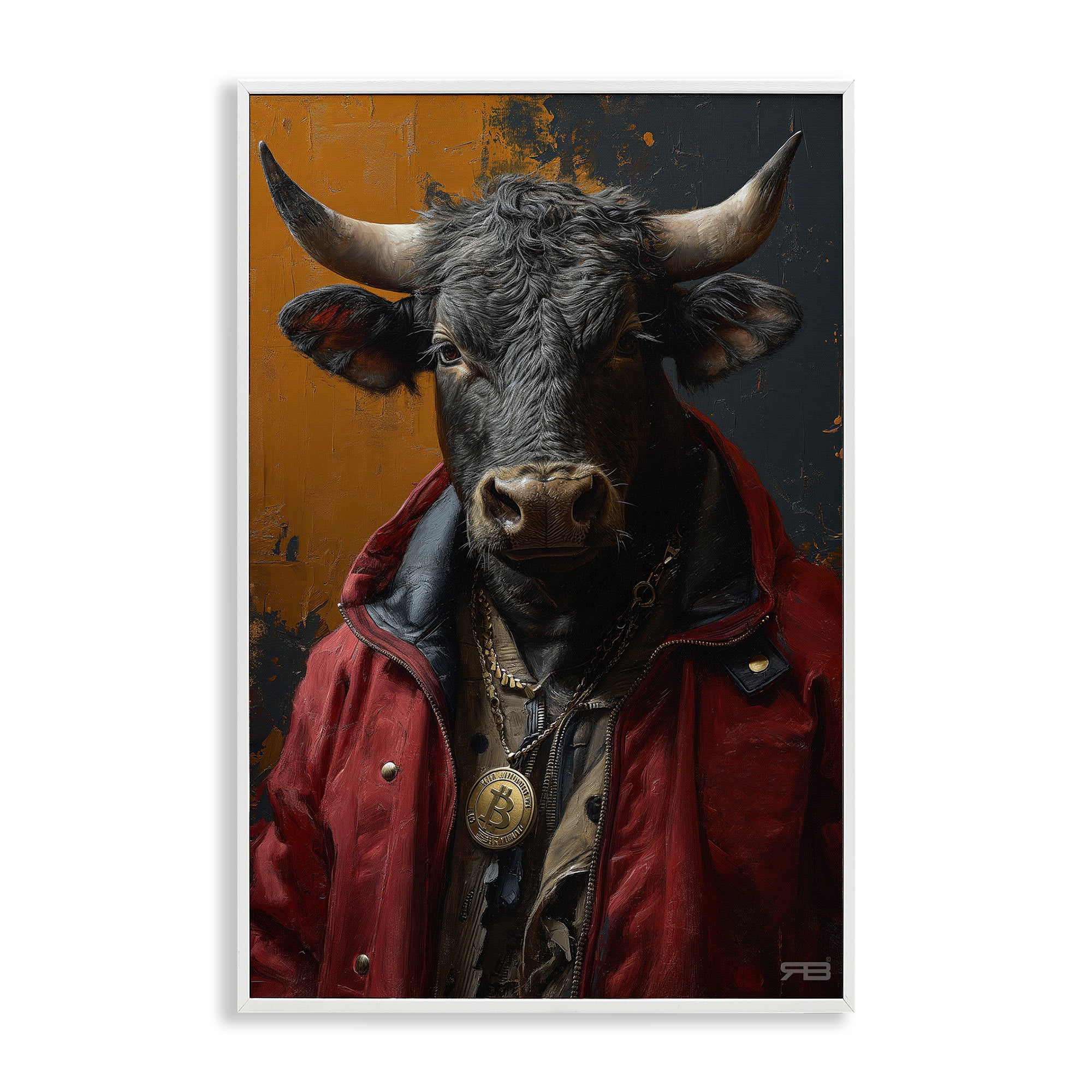 Stupell Industries Street Style Cattle Novelty Painting White Framed Art Print Wall Art, 20 x 30