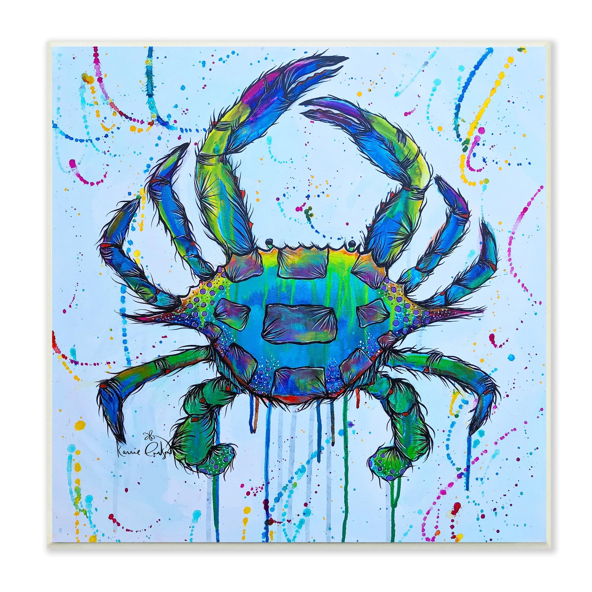 Stupell Industries Street Style Crab Paint Splatter Urban Design Painting Unframed Art Print Wall Art, Design by Karrie Evenson