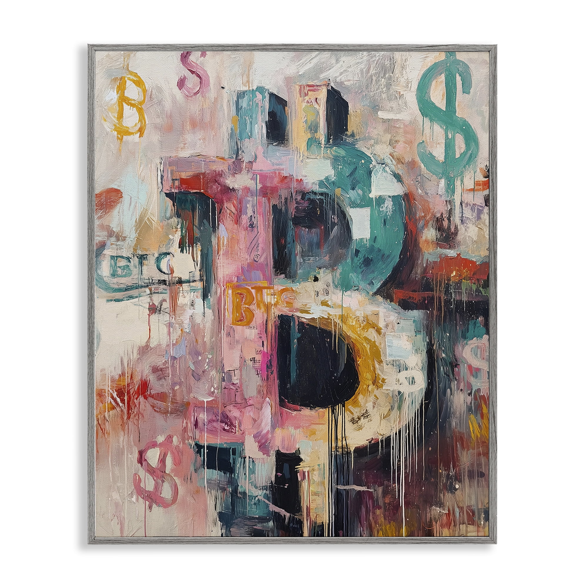 Stupell Industries Street Style Crypto Symbol Gray Framed Giclee Art, design by Svetlana Aleynikova
