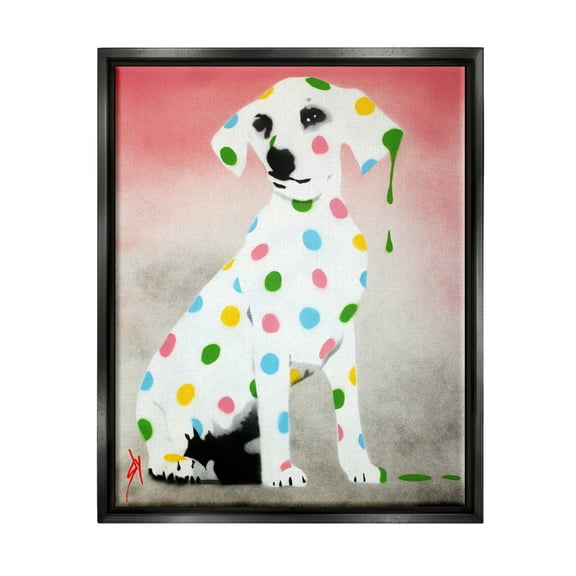 Stupell Industries Street Style Dalmatian Dog Pattern Animals & Insects Painting Black Floater Framed Art Print Wall Art